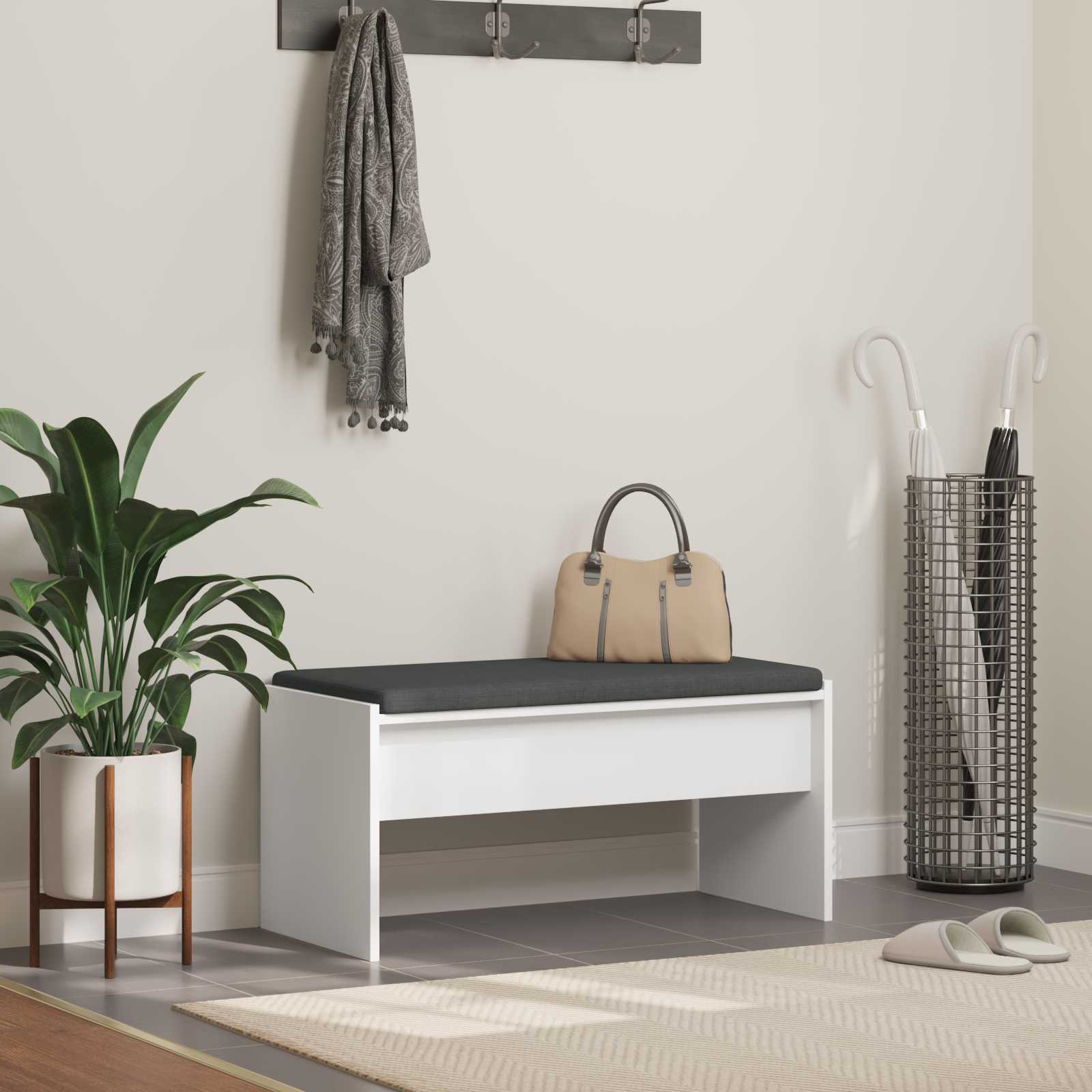 Előtér pad párnával fehér 80 x 38 x 46 cm