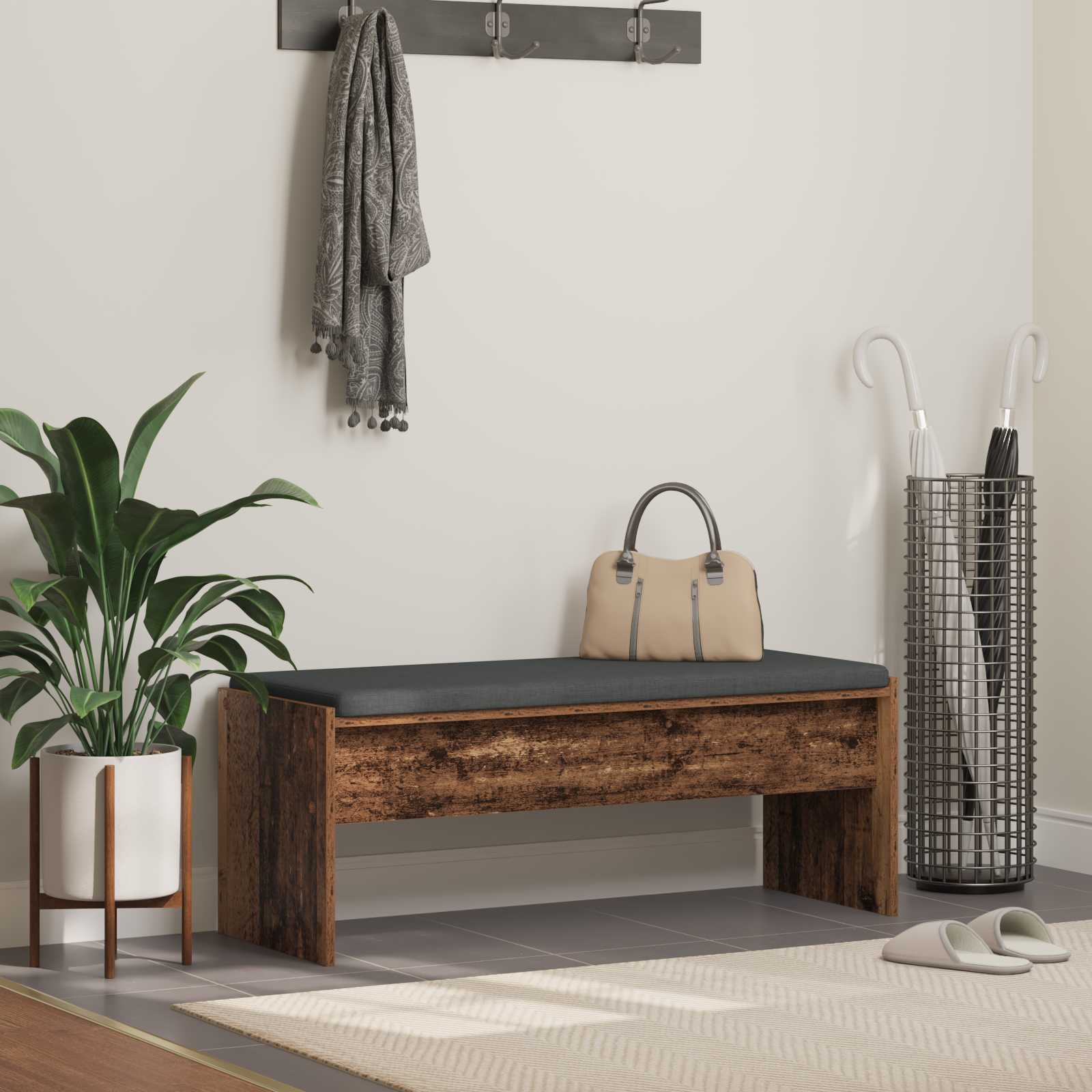 Előtér pad párnával öreg fa 100 x 38 x 46 cm