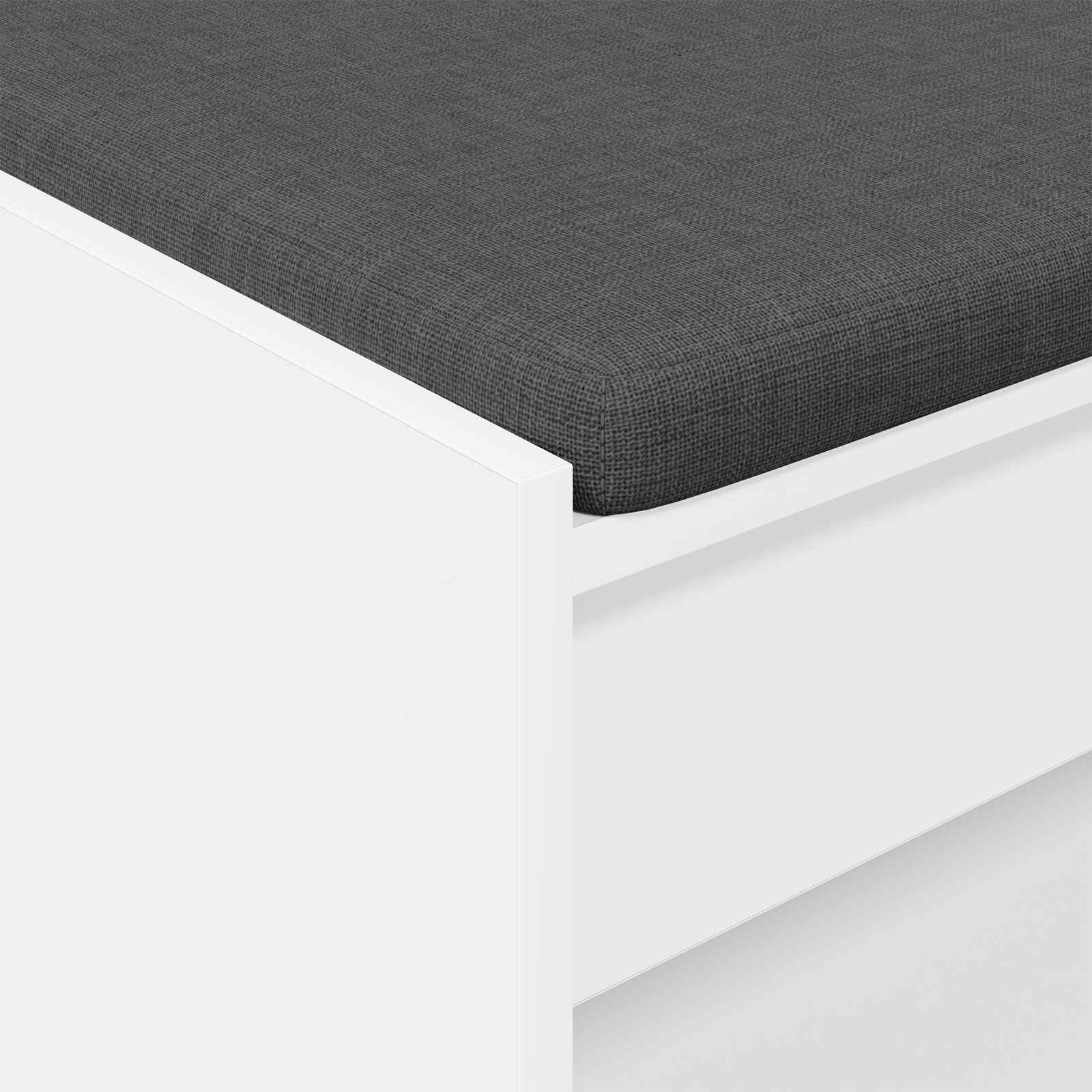 Előtér pad párnával fehér 63 x 38 x 45 cm műanyag fa és szövet