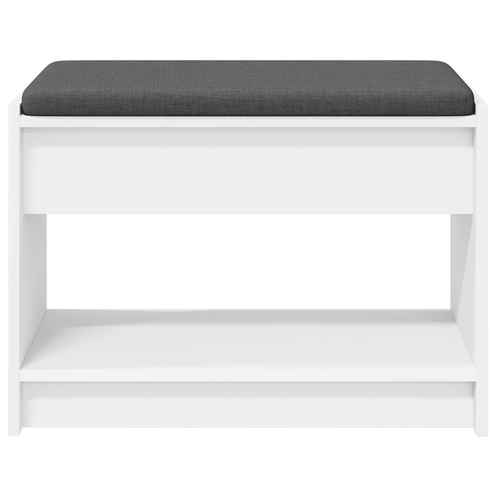 Előtér pad párnával fehér 63 x 38 x 45 cm műanyag fa és szövet