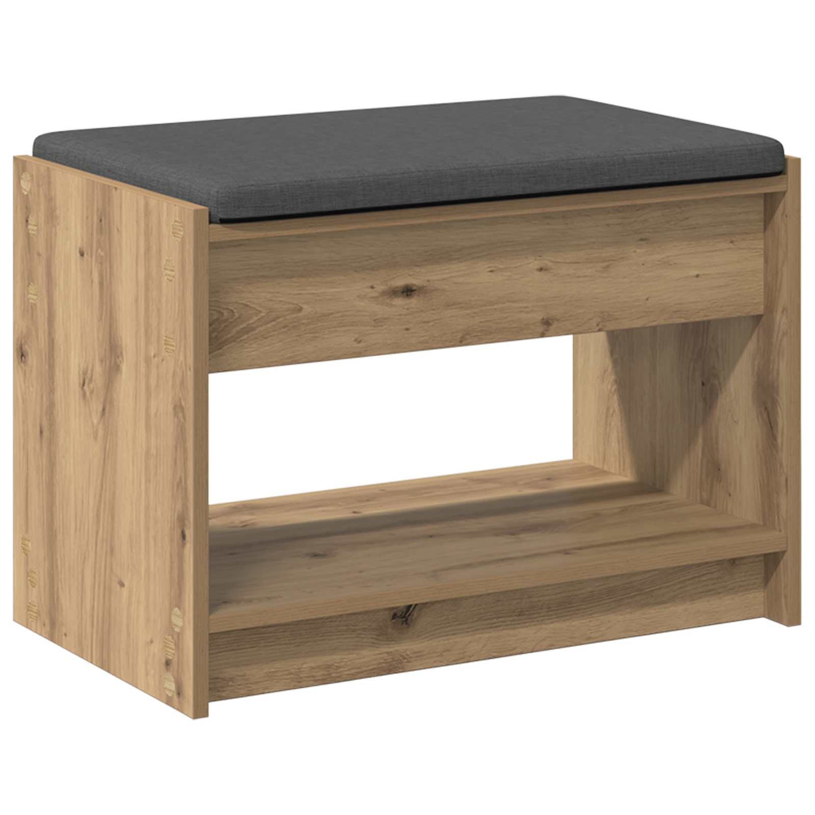 Előtér pad kézműves tölgy 63 x 38 x 45 cm műanyag fa és szövet