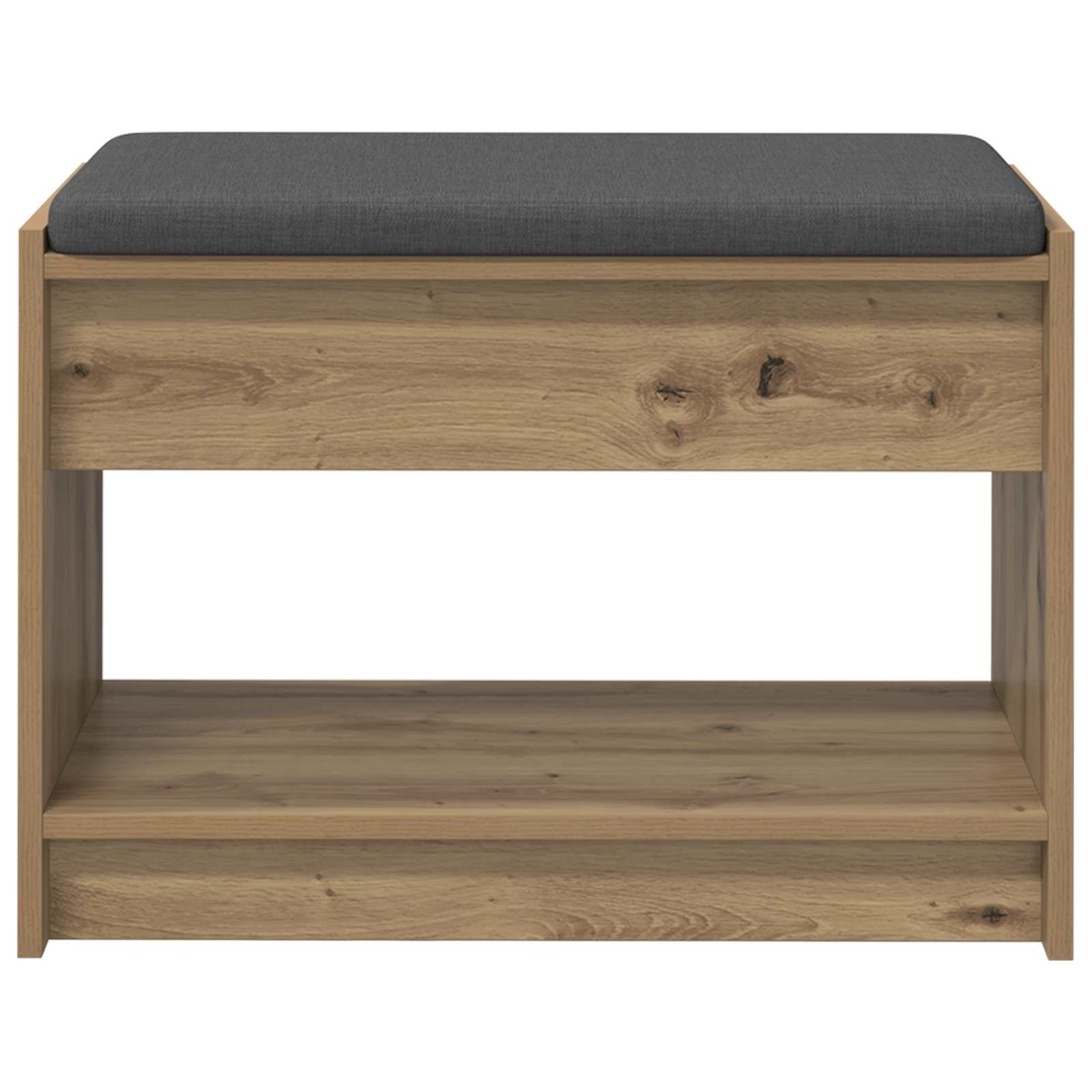 Előtér pad kézműves tölgy 63 x 38 x 45 cm műanyag fa és szövet
