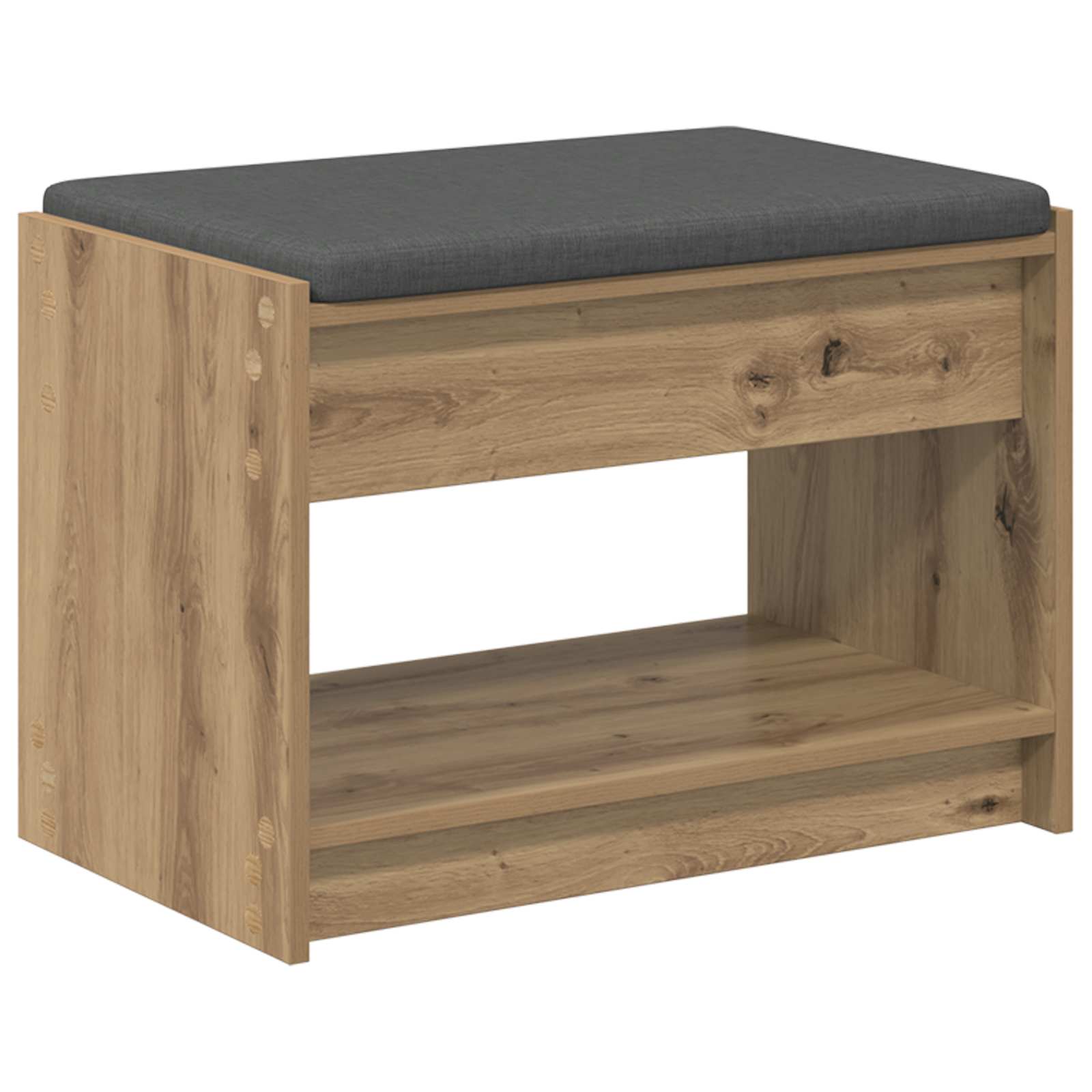 Előtér pad kézműves tölgy 63 x 38 x 45 cm műanyag fa és szövet