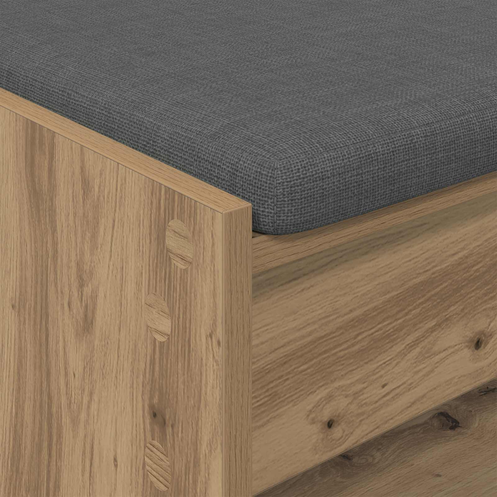 Előtér pad párnával polcokkal artisan tölgy 100 x 38 x 46 cm