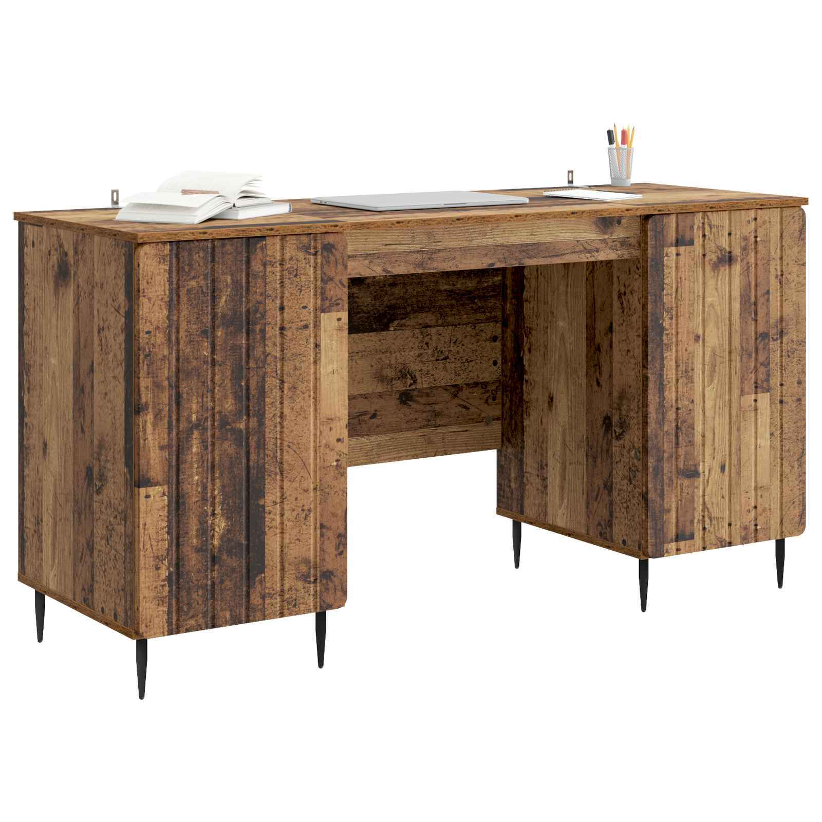 Asztal polcokkal ajtóval antik fa 142,5 x 50 x 75 cm szerelt fa