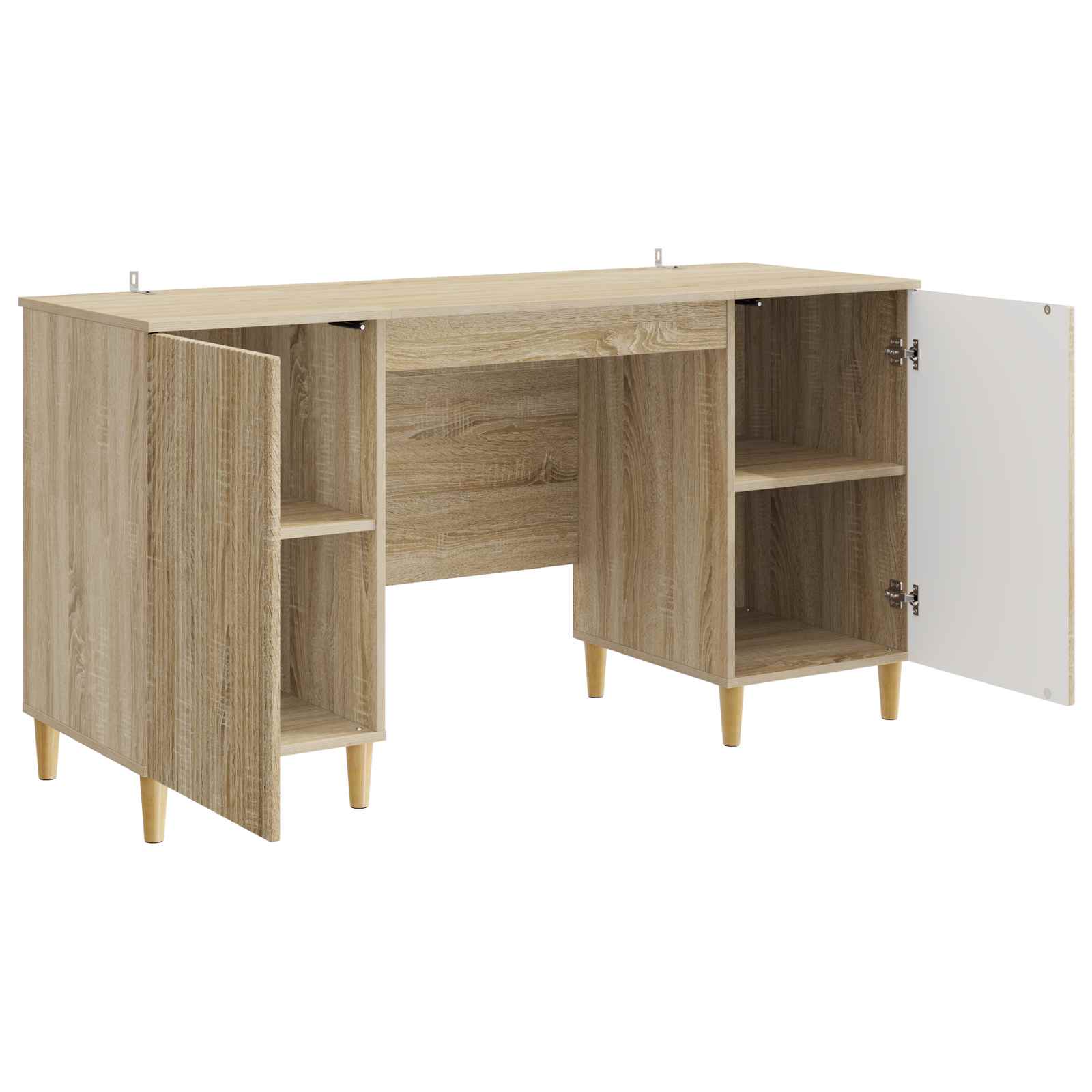 Asztal polcokkal sonoma tölgy 142,5 x 50 x 75 cm szerelt fa