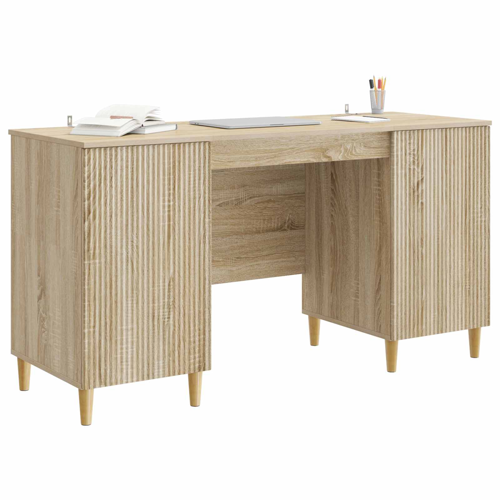 Asztal polcokkal sonoma tölgy 142,5 x 50 x 75 cm szerelt fa