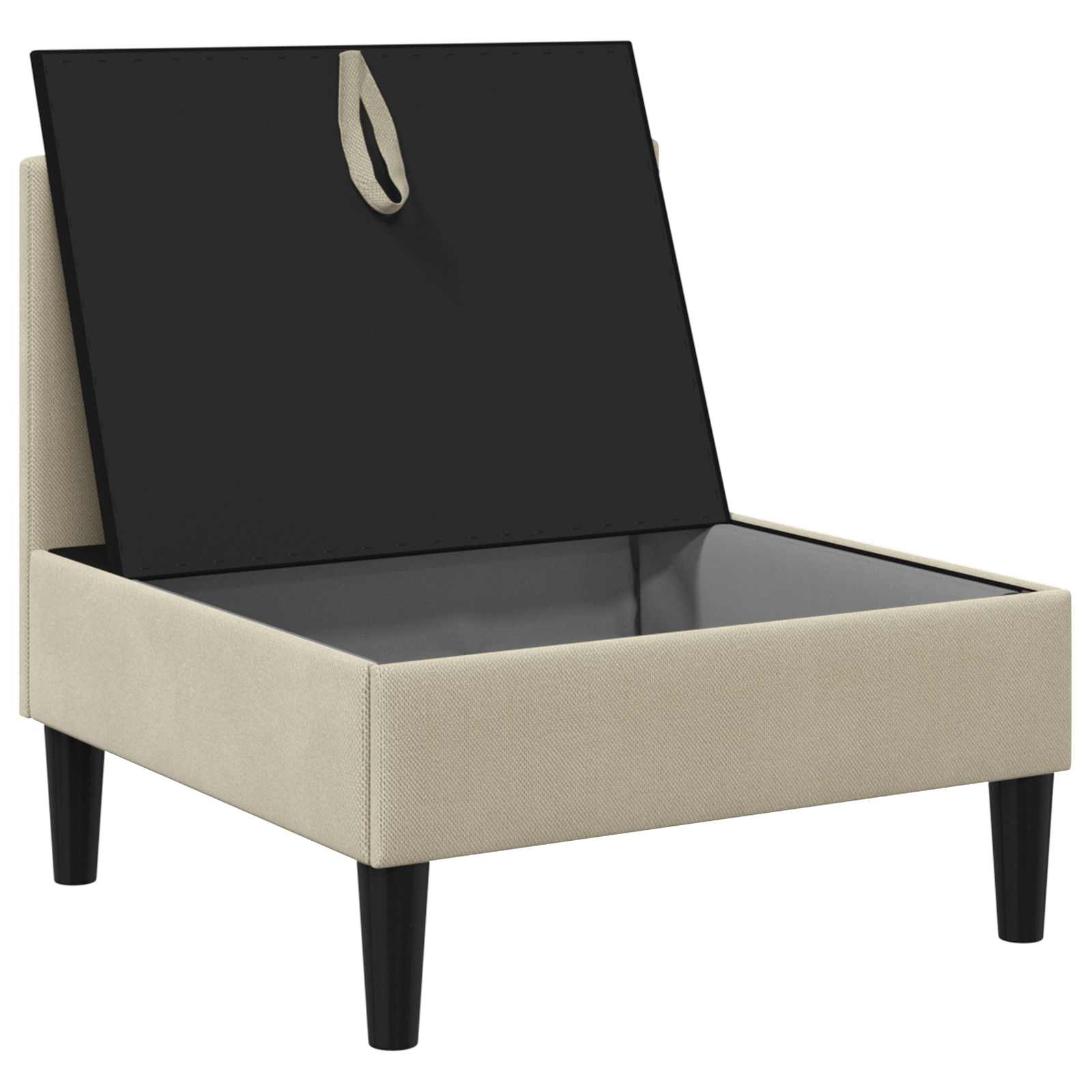 Középső sofa tárolóval homokszín bársony