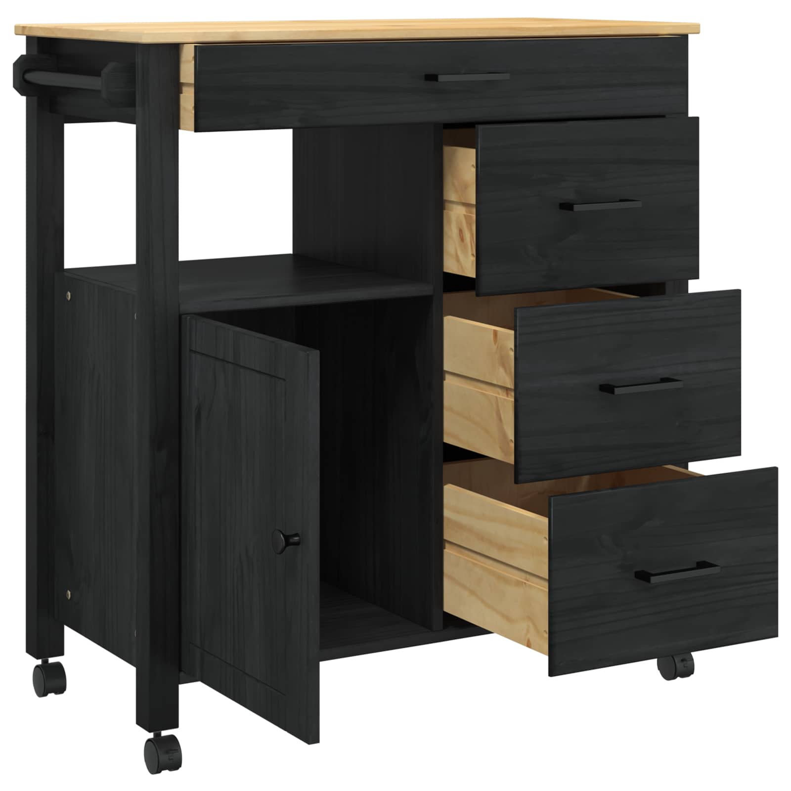 Konyhai kocsi egyszínű fekete