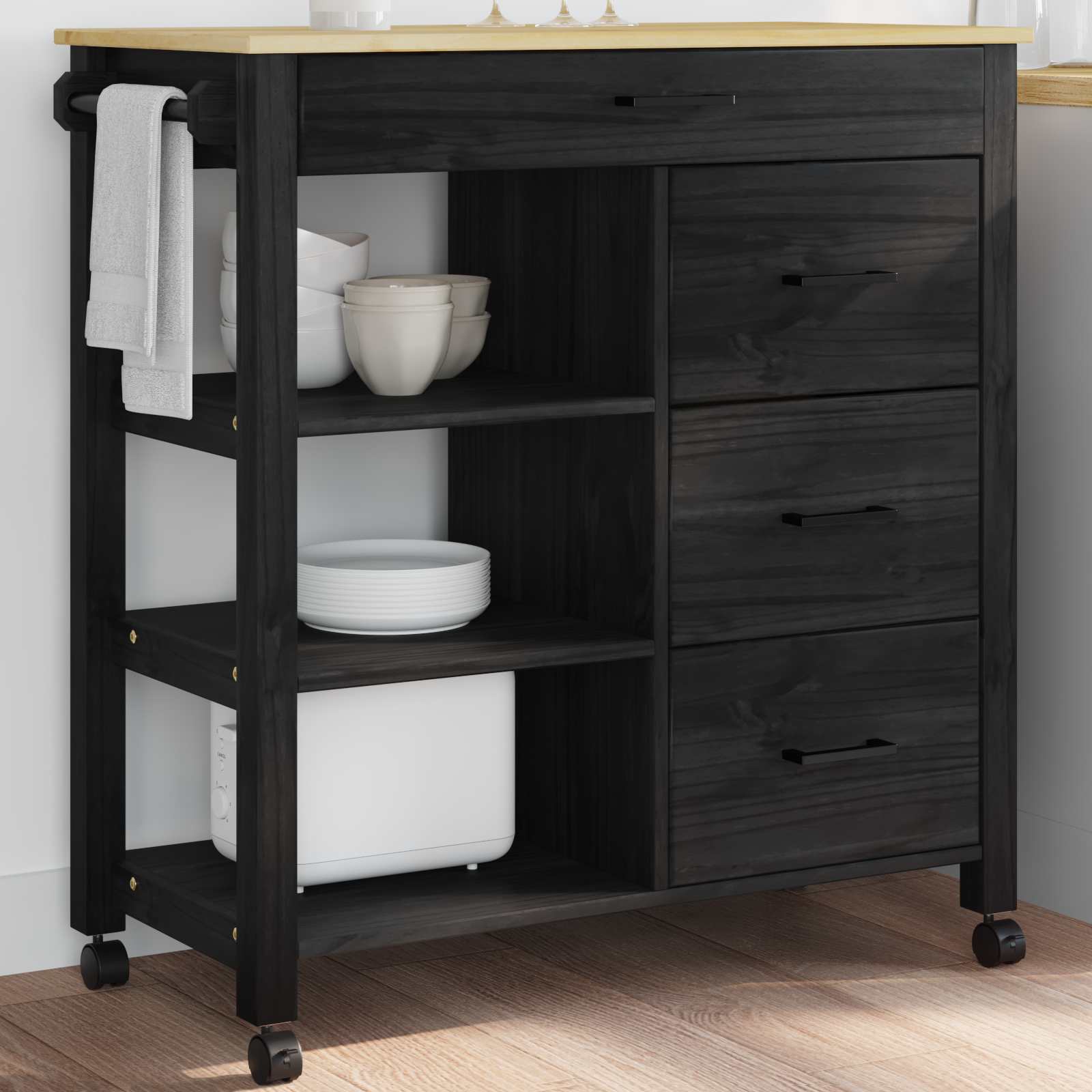 Konyhai kocsi fekete