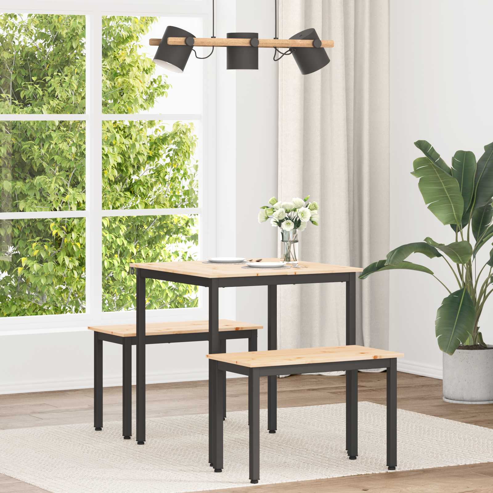 Étkezőasztal természetes 70 x 70 x 75 cm tömör fenyőfa