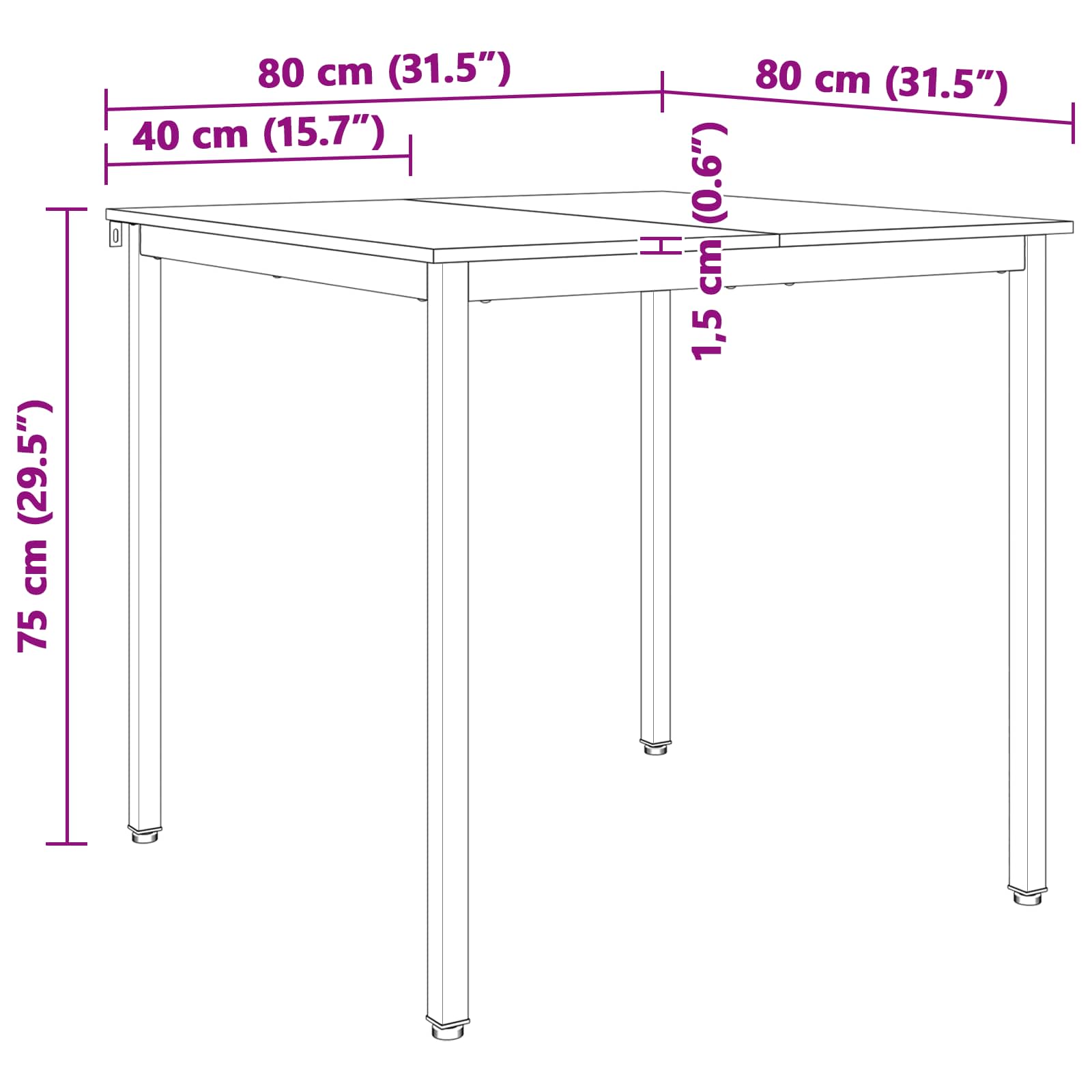 Étkezőasztal természetes 80 x 80 x 75 cm tömör fenyőfa