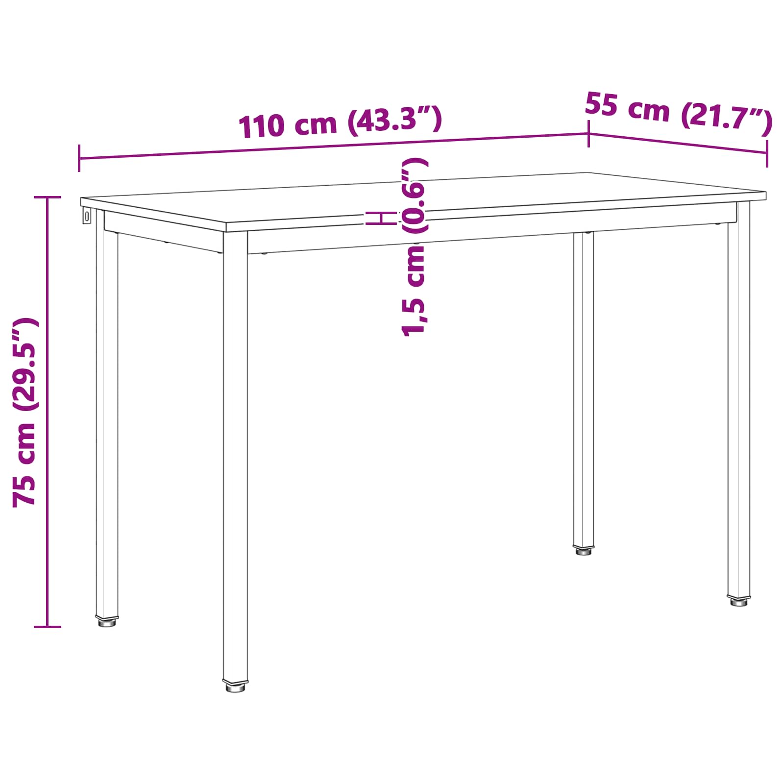 Étkezőasztal természetes 110 x 55 x 75 cm tömör fenyőfa