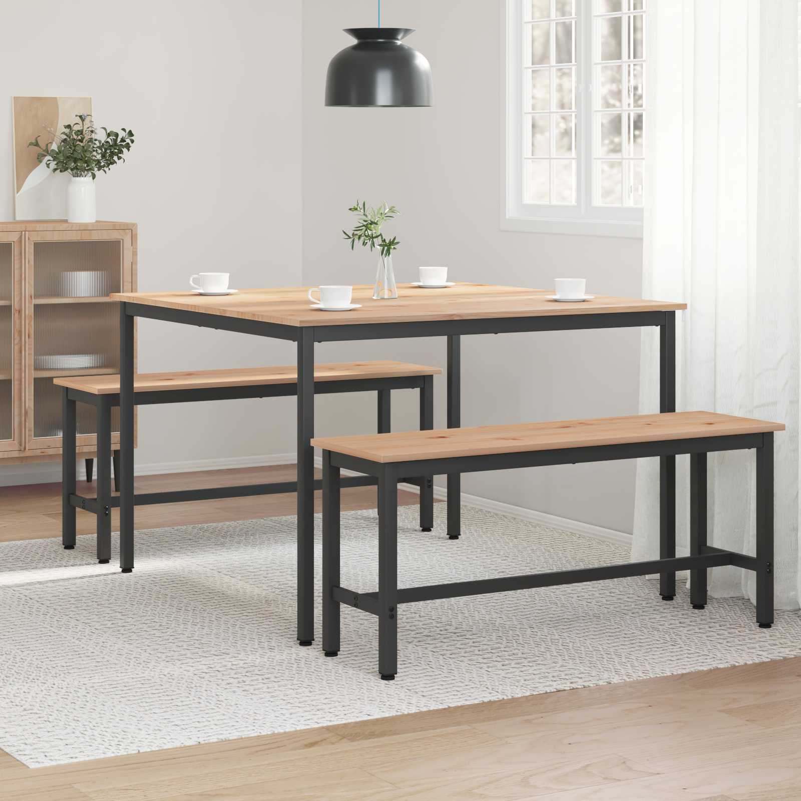 Étkezőasztal természetes 110 x 110 x 75 cm tömör fenyőfa