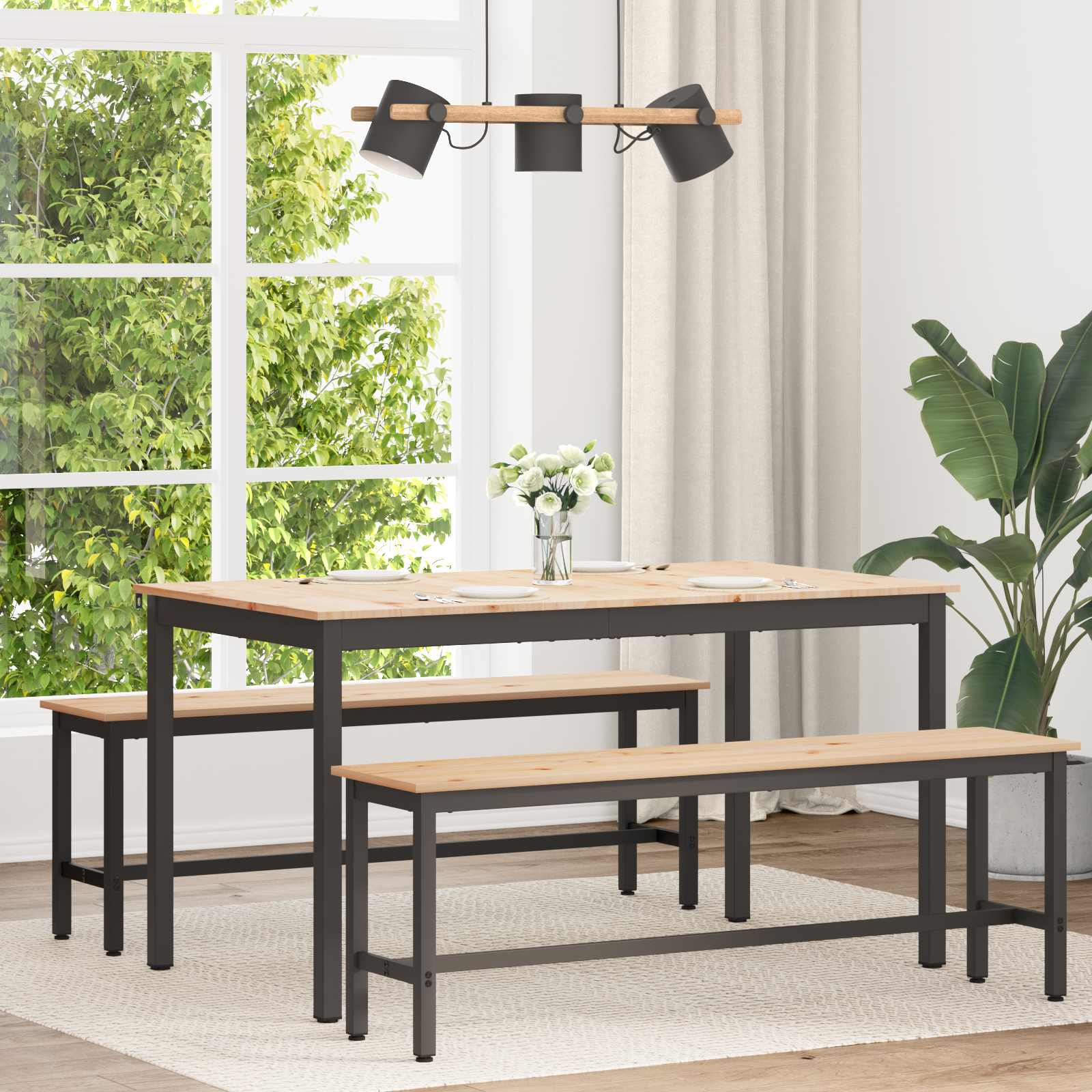 Étkezőasztal természetes 140 x 80 x 75 cm tömör fenyőfa