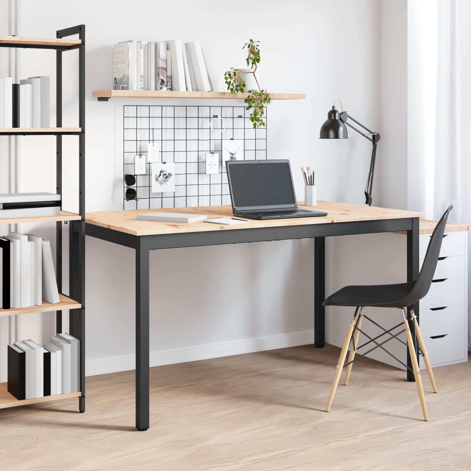 Étkezőasztal természetes 140 x 80 x 75 cm tömör fenyőfa