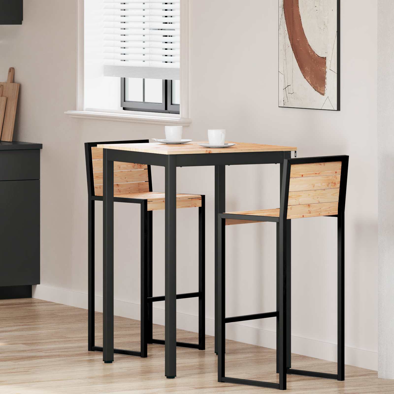 Bárasztal természetes 110 x 55 x 105 cm tömör fenyőfa