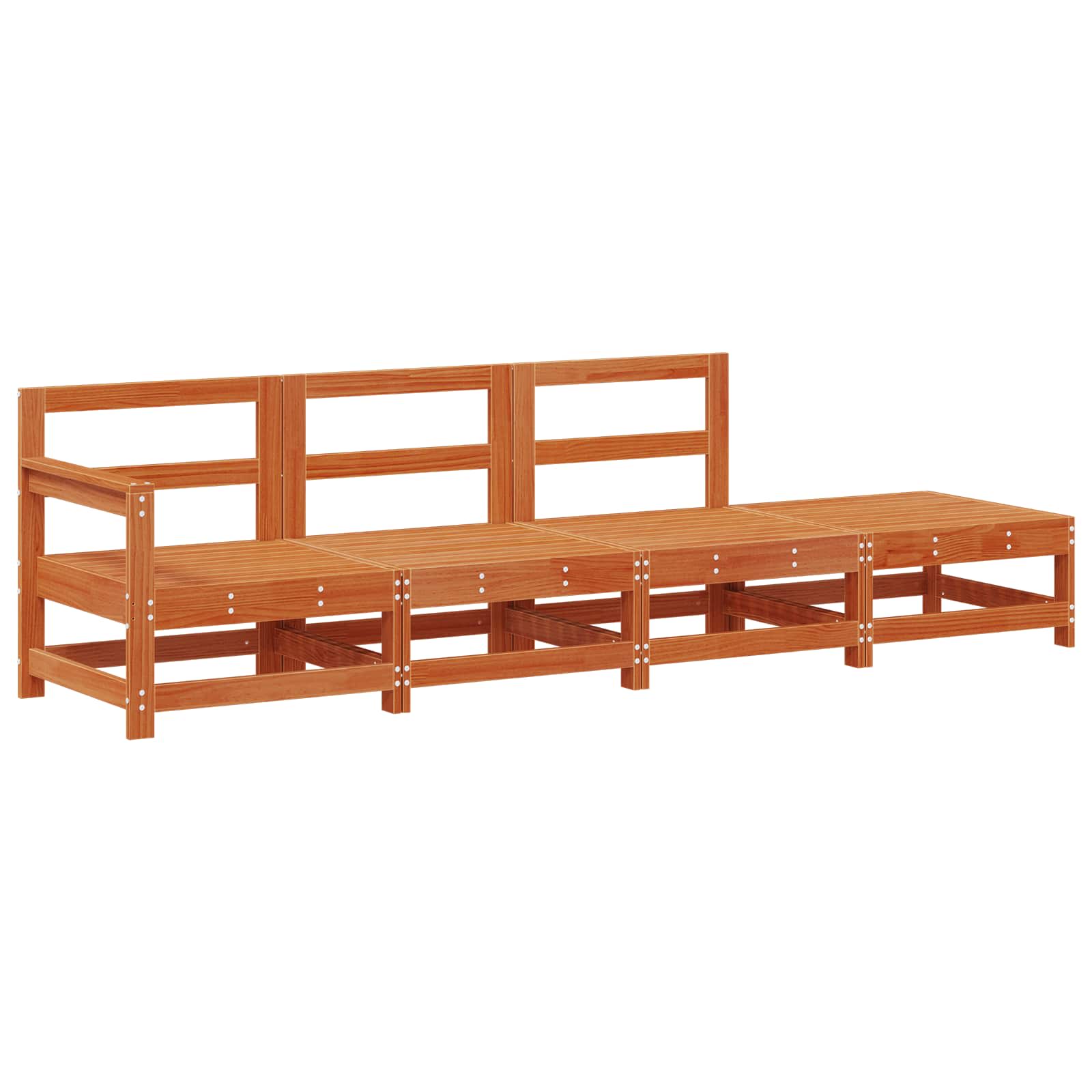 Sarokkanapé egységek viaszbarna 252 x 62 x 70,5 cm tömör fenyő