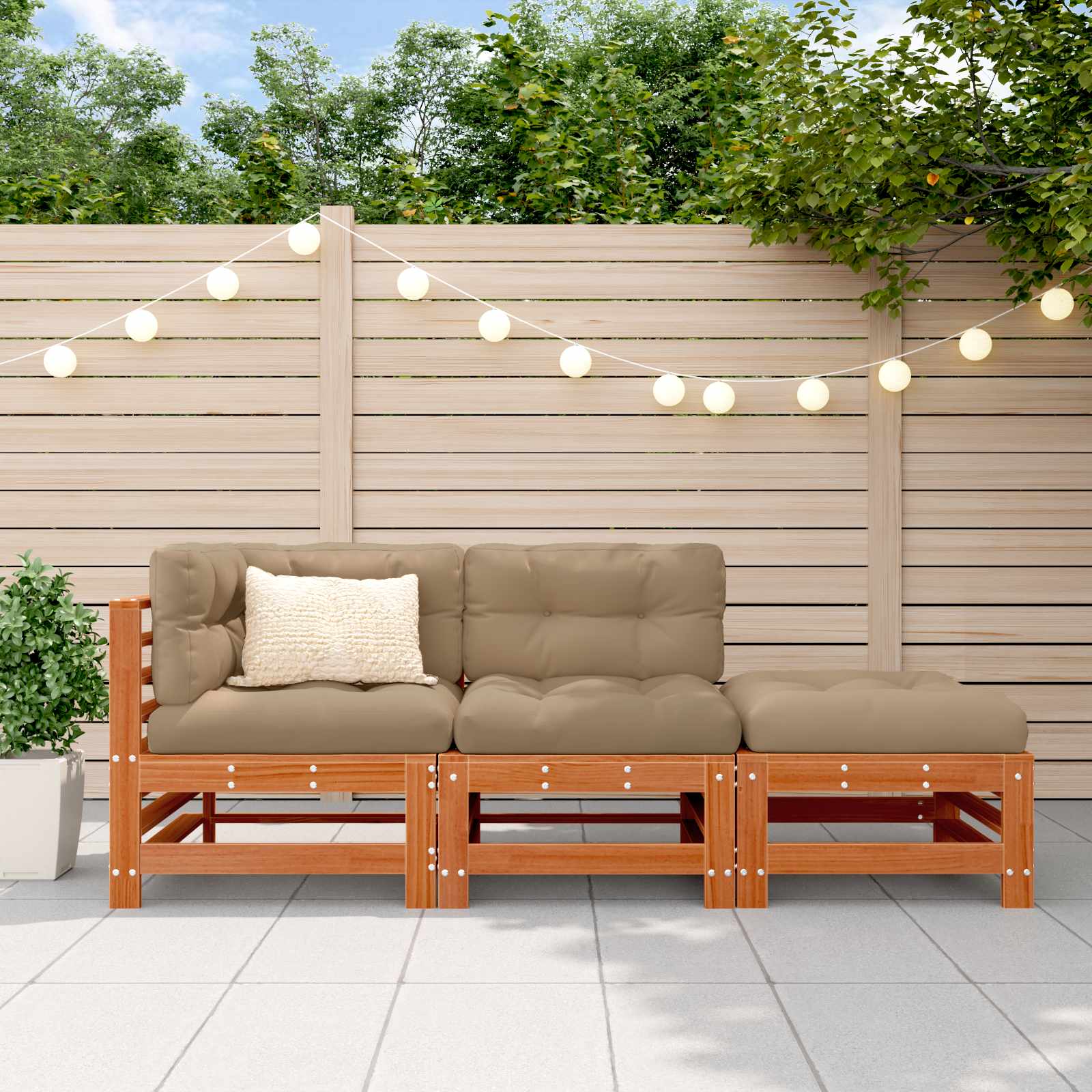 Sarokkanapé egységek 3 darab viaszbarna tömör fenyő