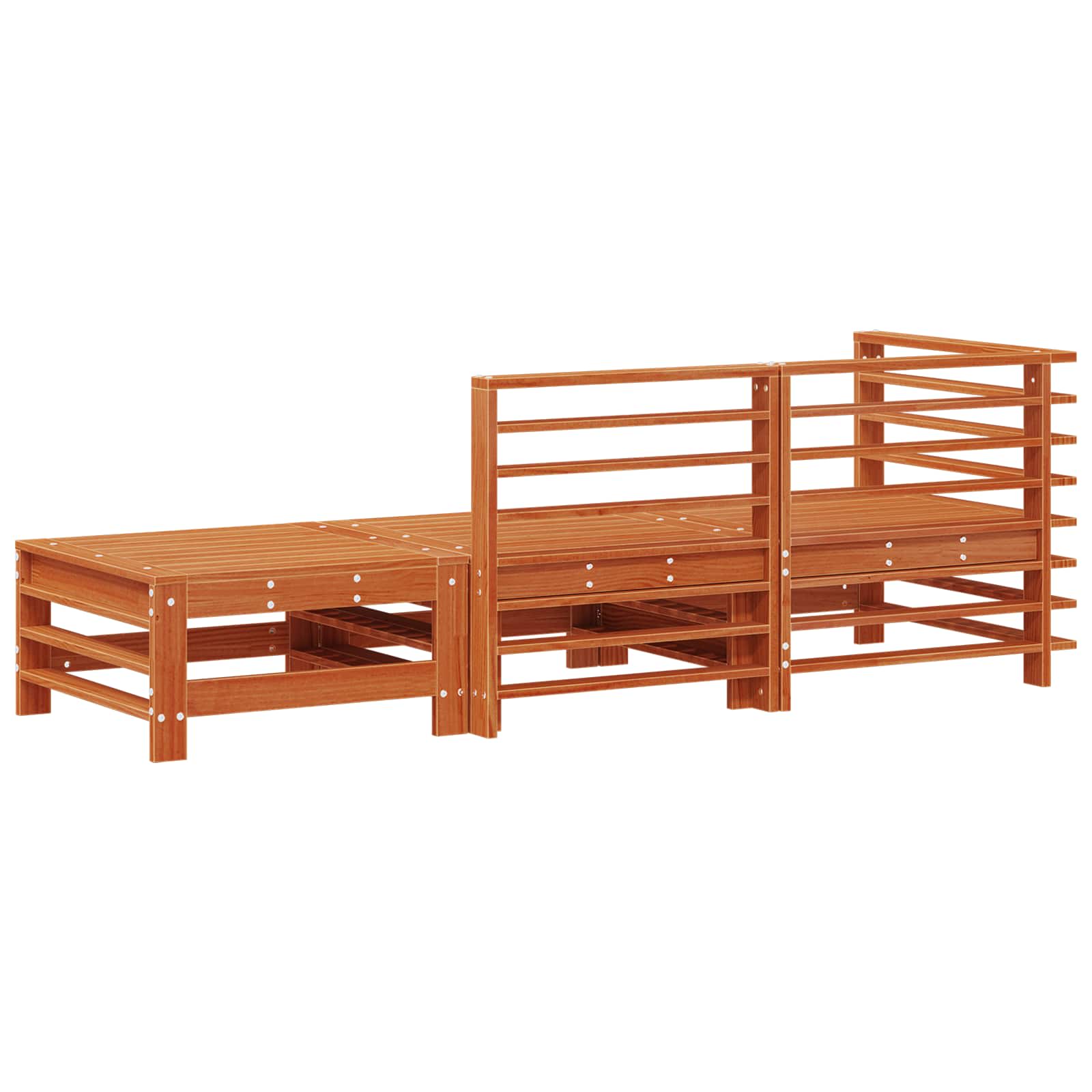 Sarokkanapé egységek 3 darab viaszbarna tömör fenyő