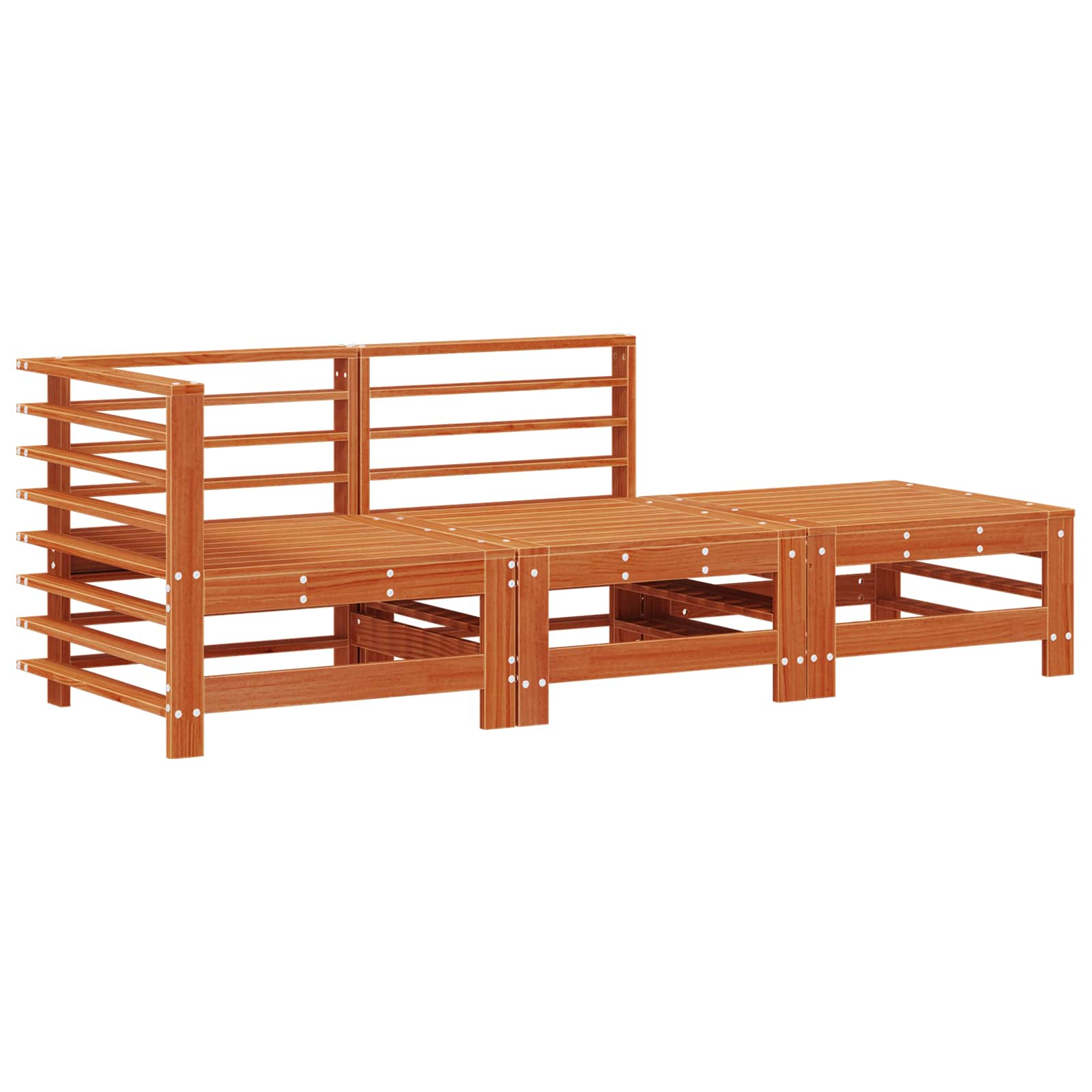 Sarokkanapé egységek 3 darab viaszbarna tömör fenyő