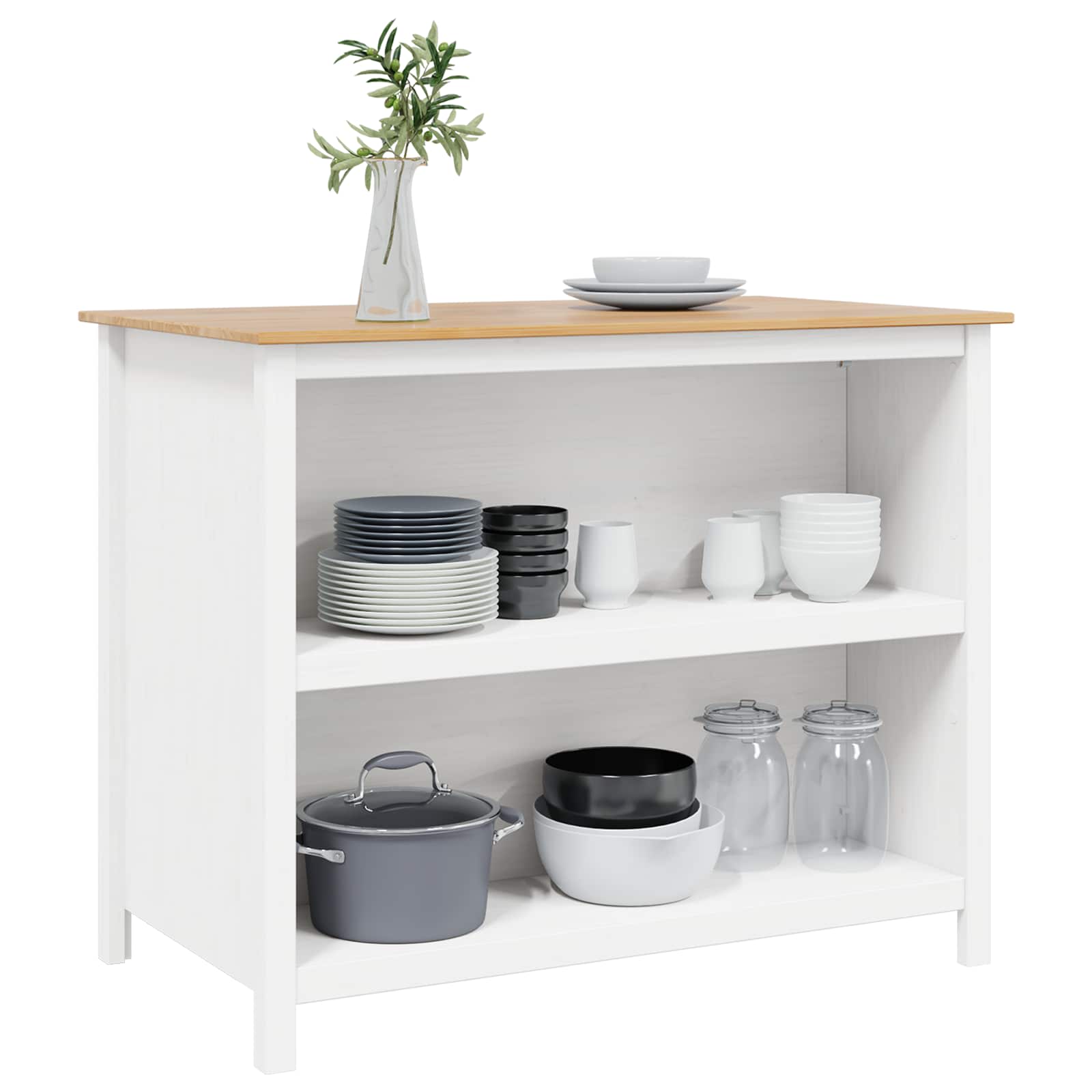 Konyhai szigetek hill fehér 112 x 66 x 90 cm tömör fenyő