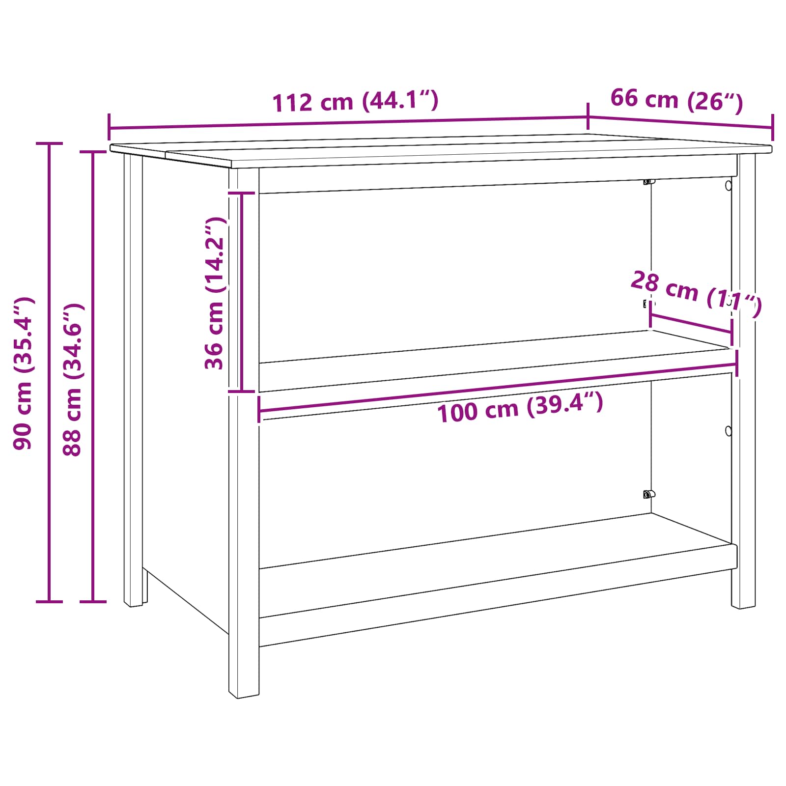 Konyhai szigetek hill fehér 112 x 66 x 90 cm tömör fenyő