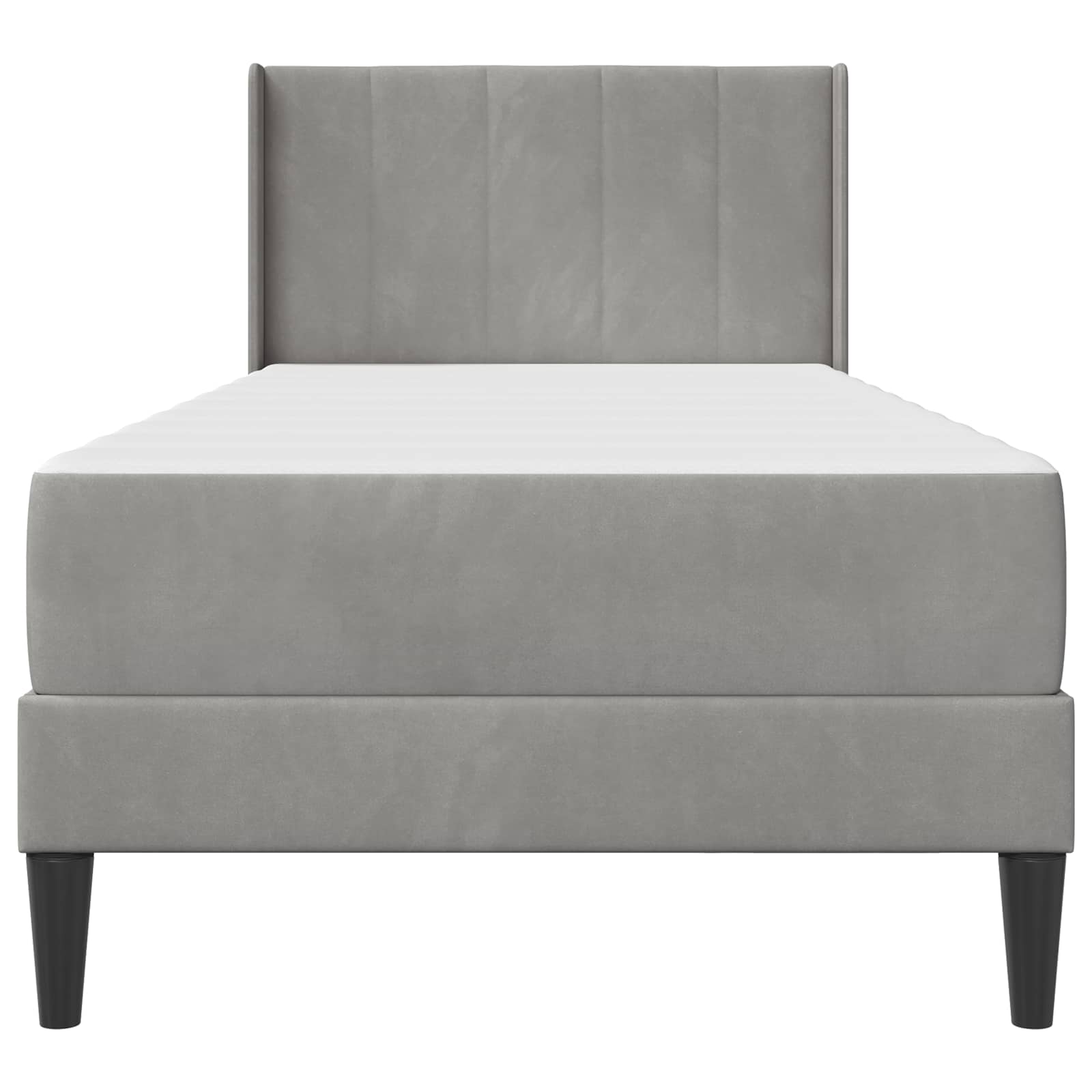 Ágykeret matraccal világosszürke 100 x 200 cm bársony
