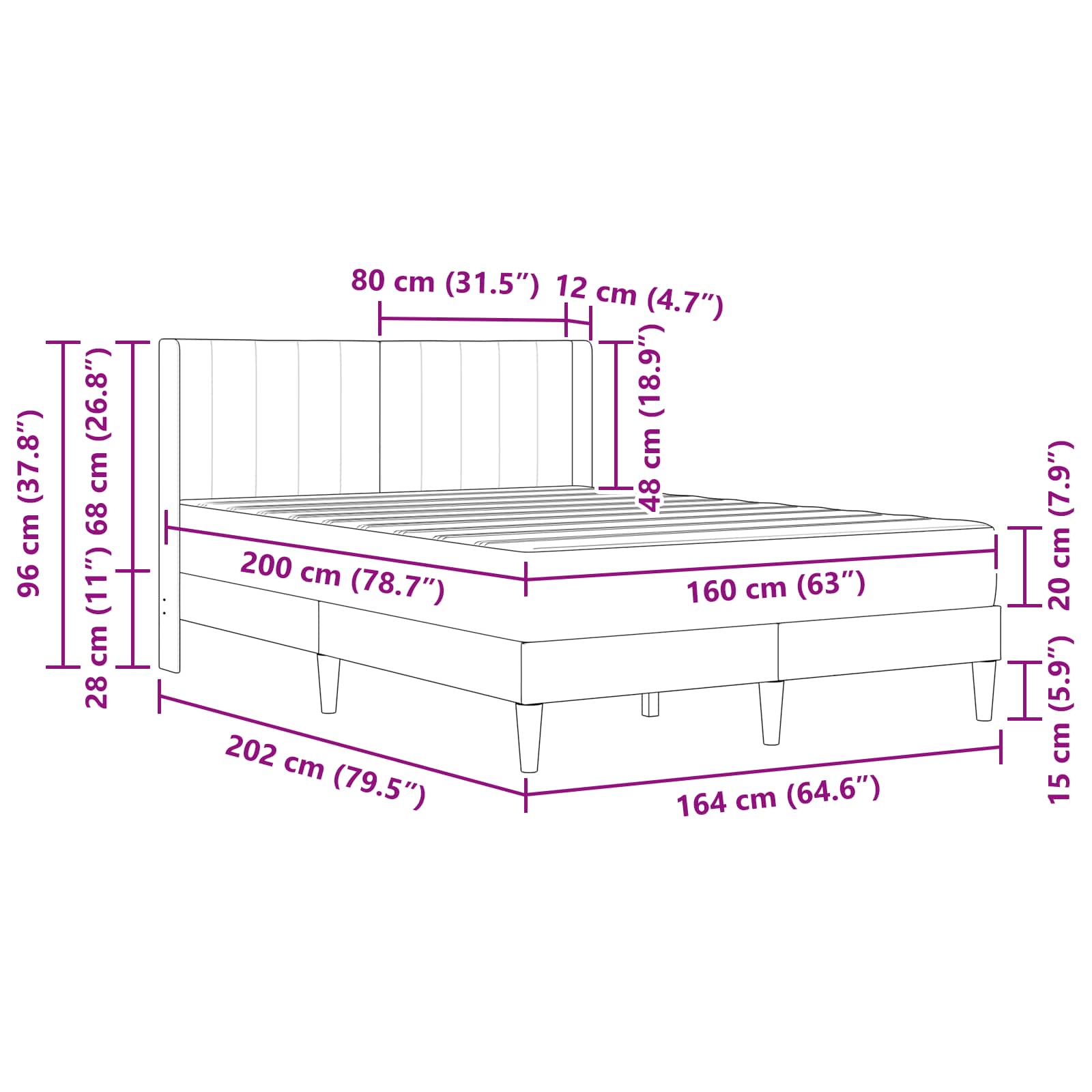 Ágykeret matracmal rózsaszín 160 x 200 cm bársony