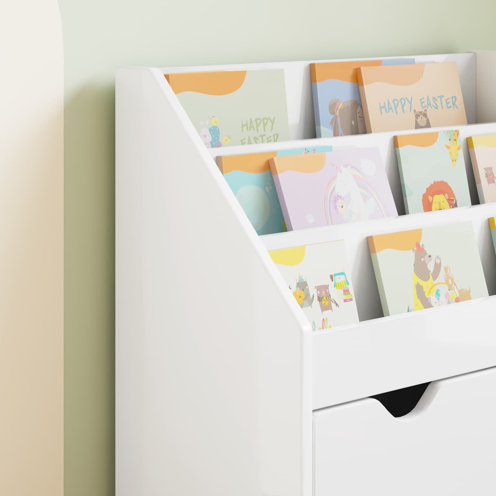 Gyerek könyvespolc magas fényű fehér 60 x 29,5 x 69 cm faanyag