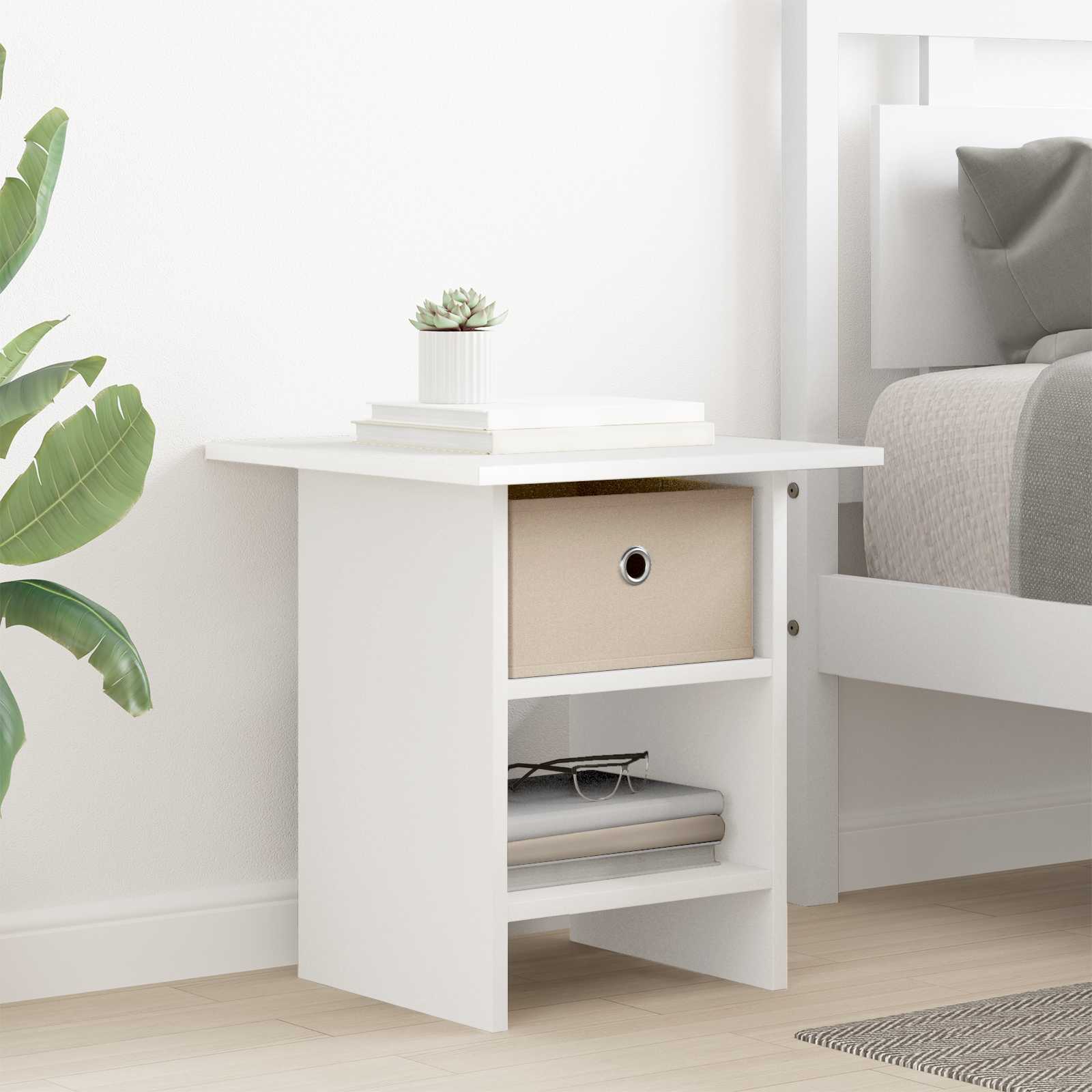 Éjjeli asztal fiókkal 2 pcs fehér 41 x 40 x 45 cm faanyag