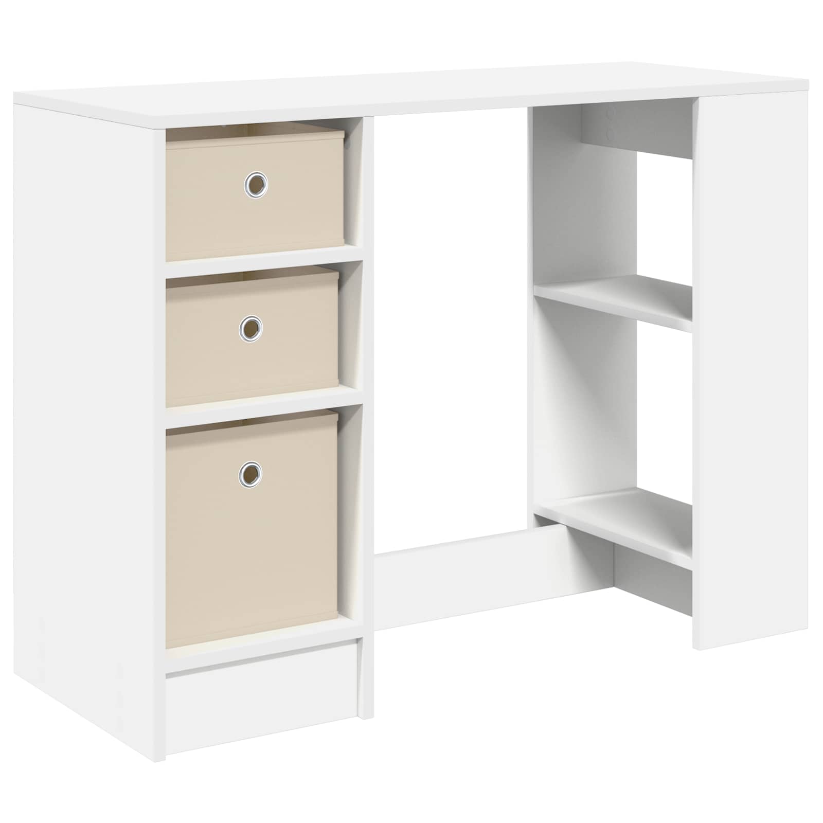 Asztal fiókkal polcokkal fehér 100 x 40 x 75 cm faanyag