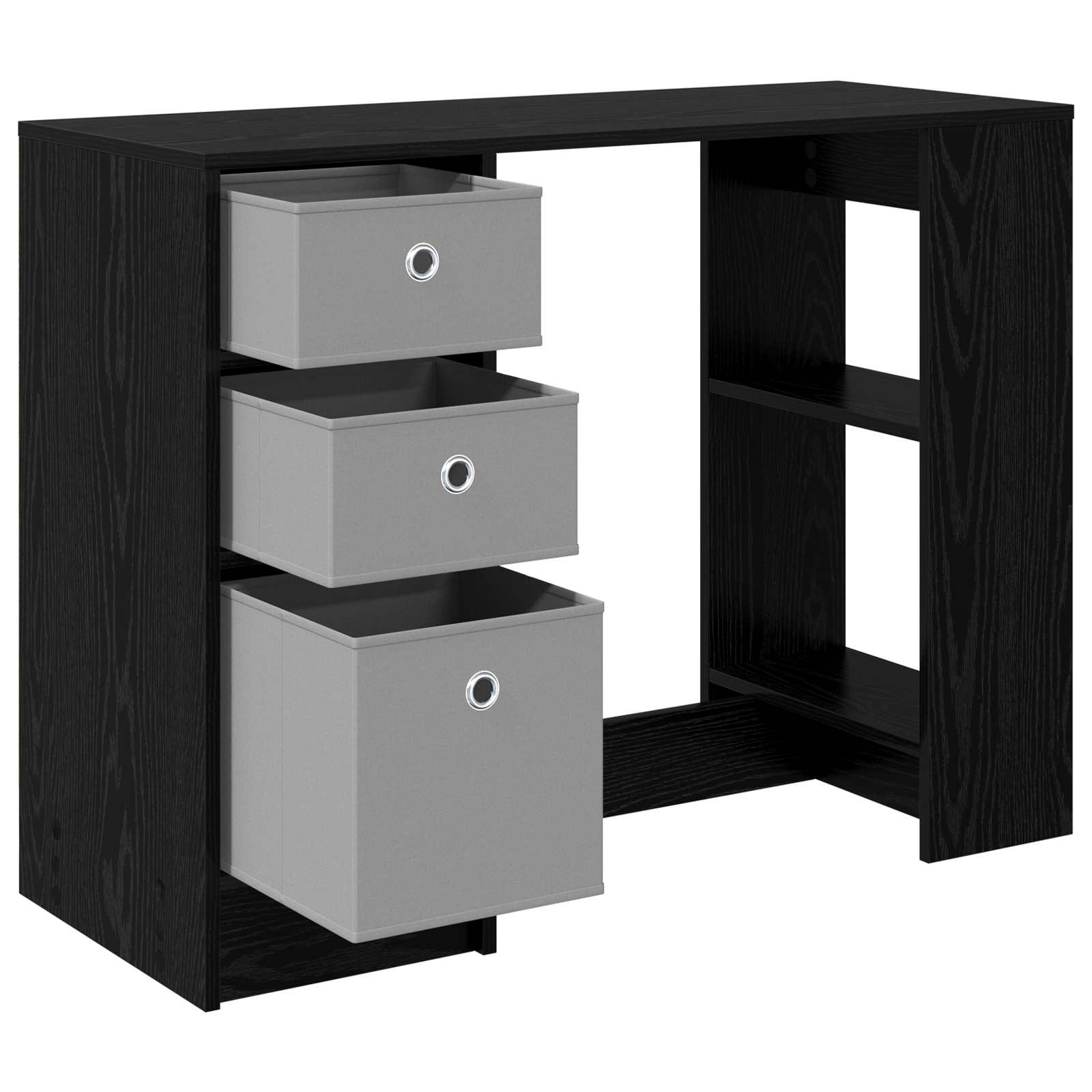 Asztal fiókkal polcokkal fekete tölgy 100 x 40 x 75 cm faanyag