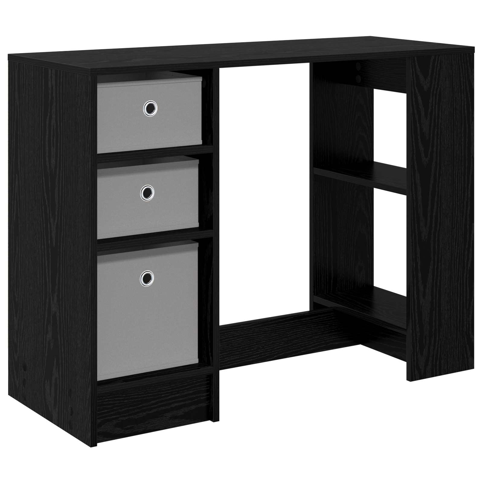 Asztal fiókkal polcokkal fekete tölgy 100 x 40 x 75 cm faanyag