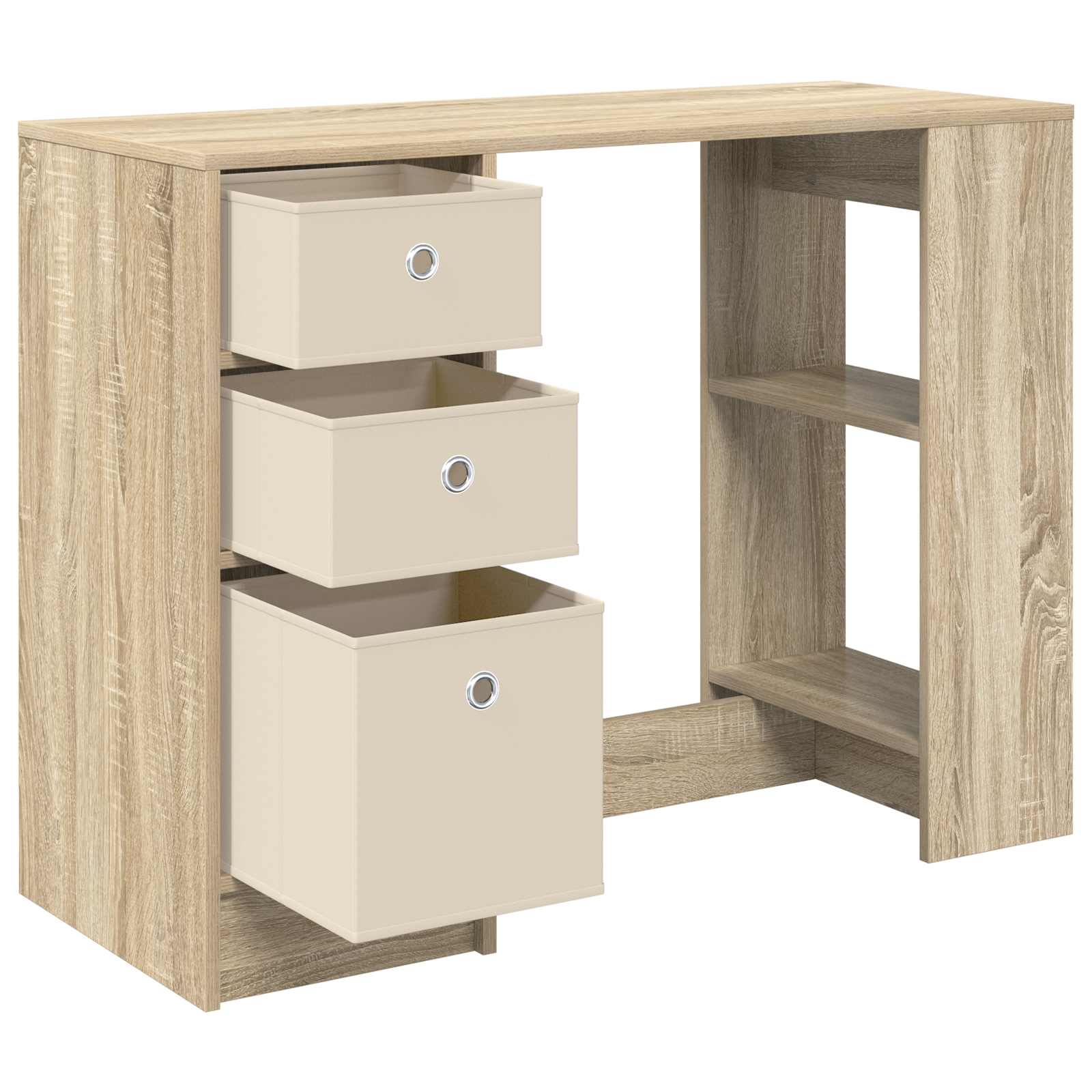 Asztal fiókkal polcokkal sonoma tölgy 100 x 40 x 75 cm faanyag