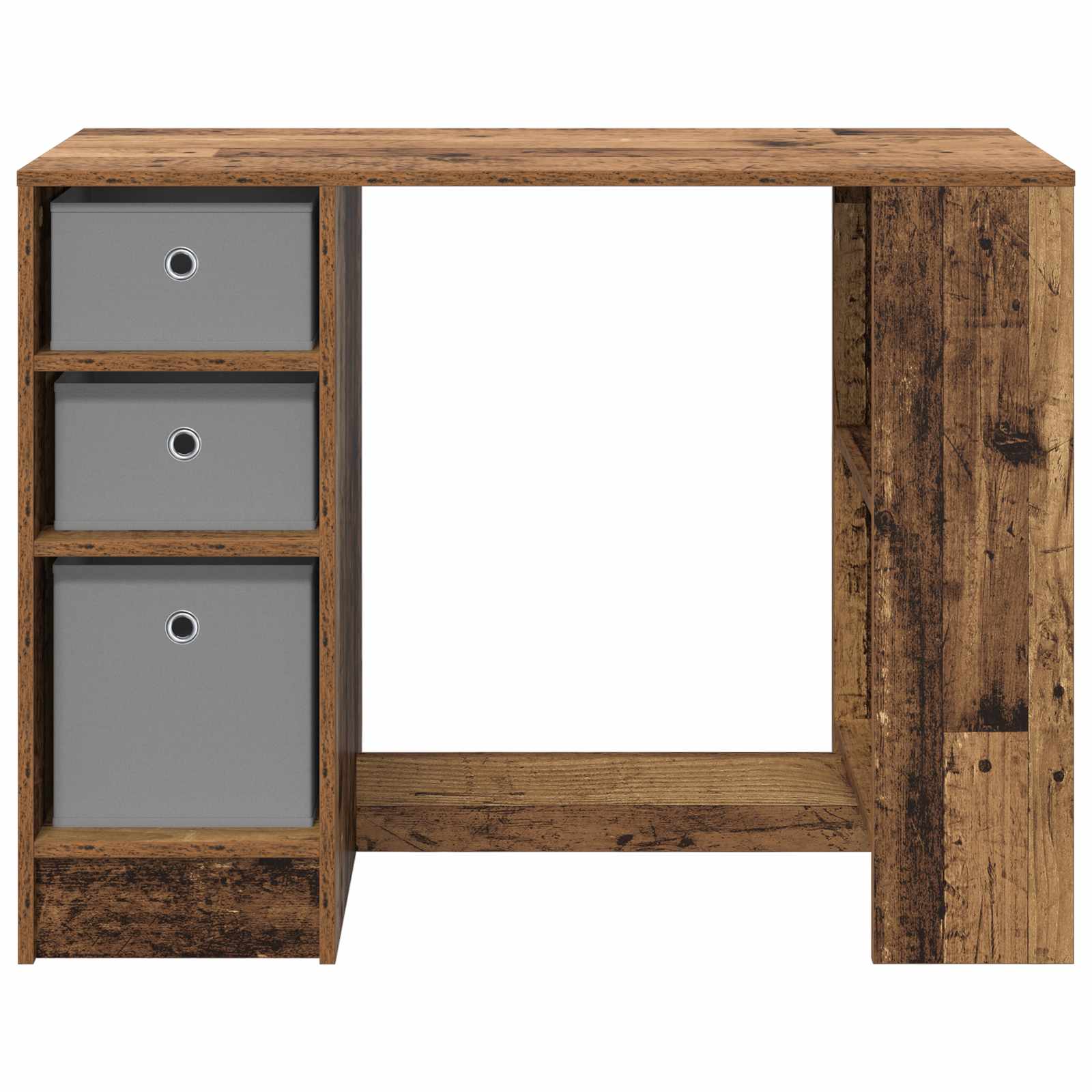 Asztal fiókkal polcokkal öreg fa 100 x 40 x 75 cm faanyag