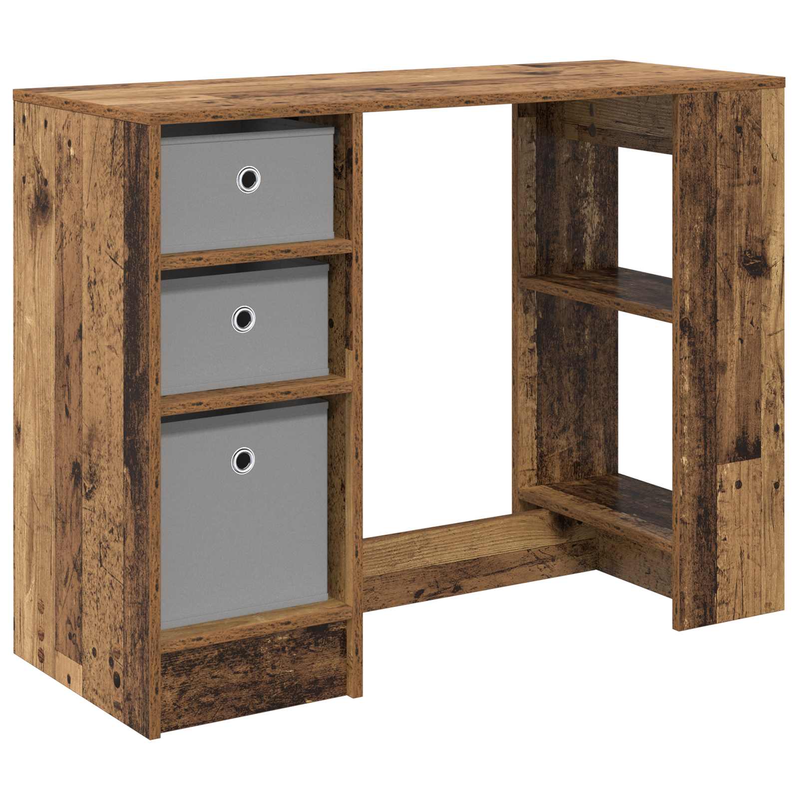 Asztal fiókkal polcokkal öreg fa 100 x 40 x 75 cm faanyag