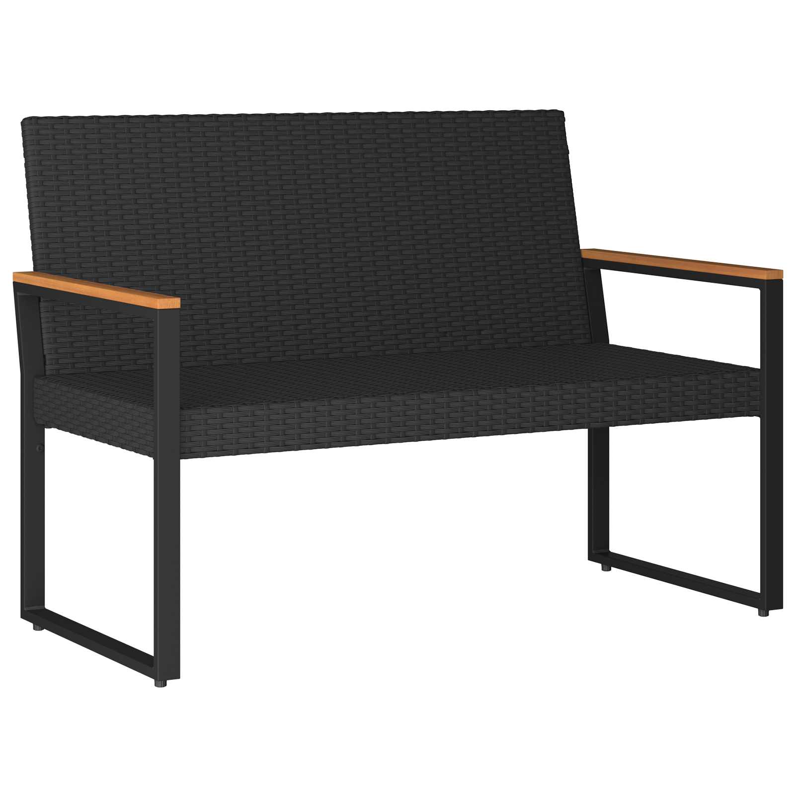 Kerti pad fekete és krémfehér 107 x 61 x 80 cm polirattan