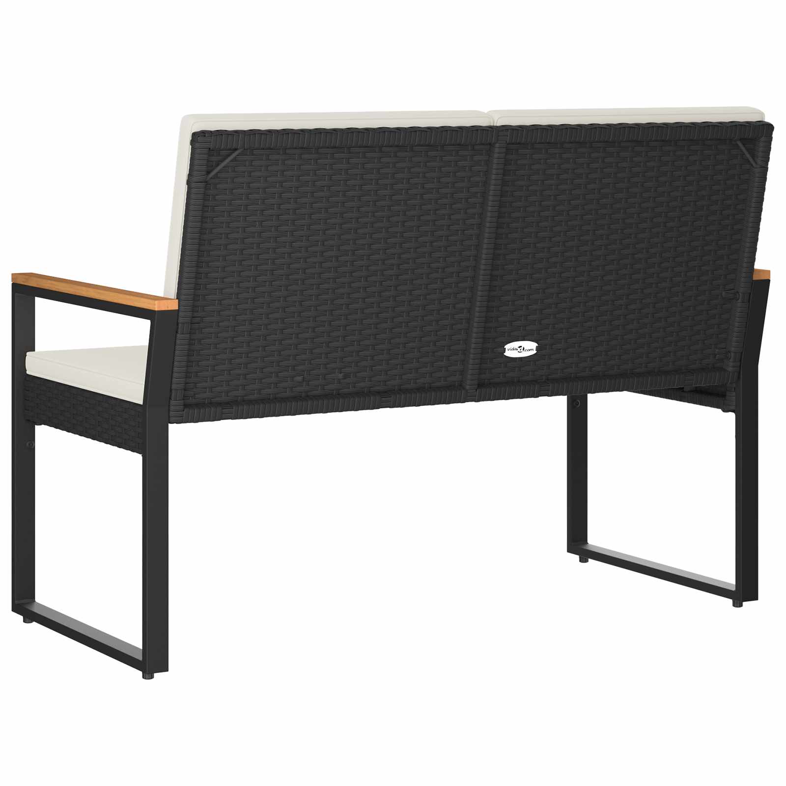 Kerti pad fekete és krémfehér 107 x 61 x 80 cm polirattan
