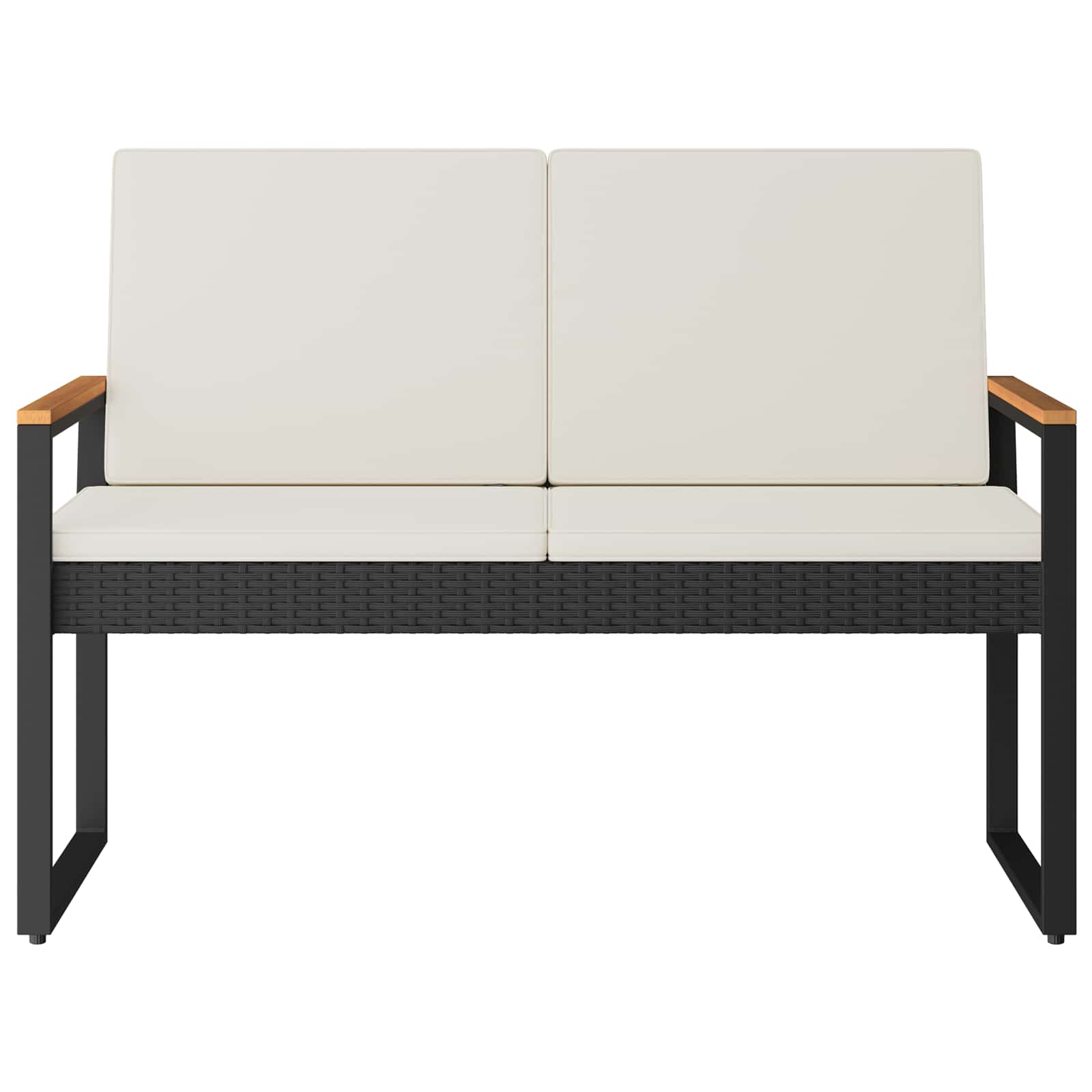 Kerti pad fekete és krémfehér 107 x 61 x 80 cm polirattan