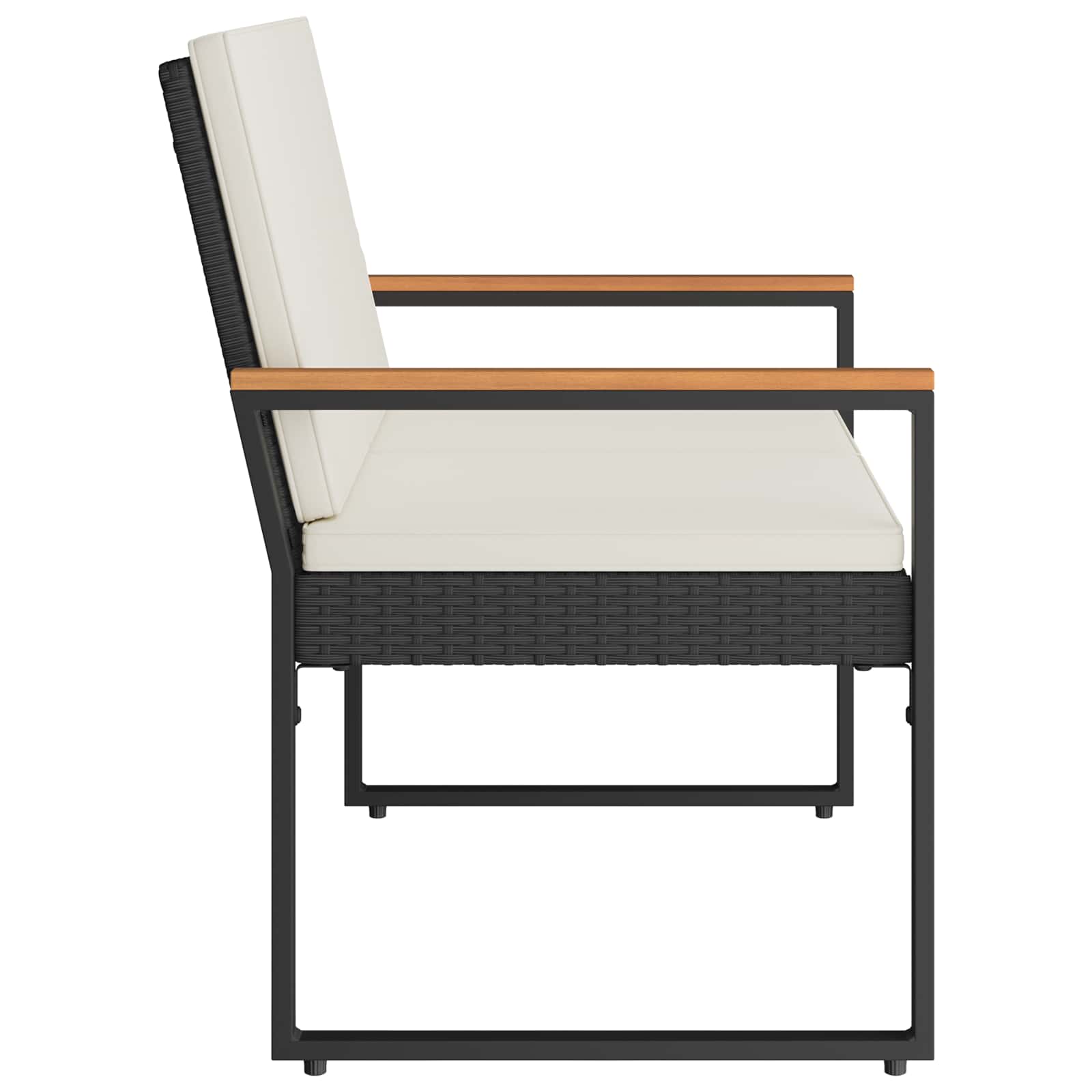 Kerti pad fekete és krémfehér 107 x 61 x 80 cm polirattan