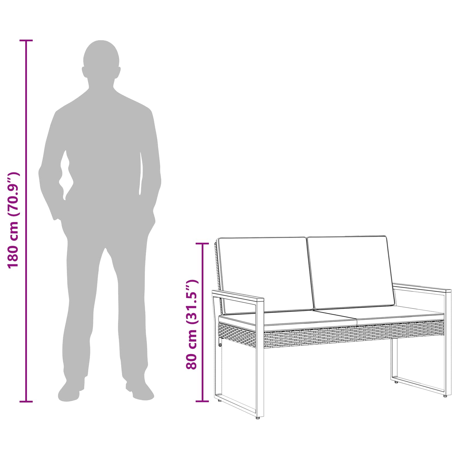 Kerti pad fekete és krémfehér 107 x 61 x 80 cm polirattan