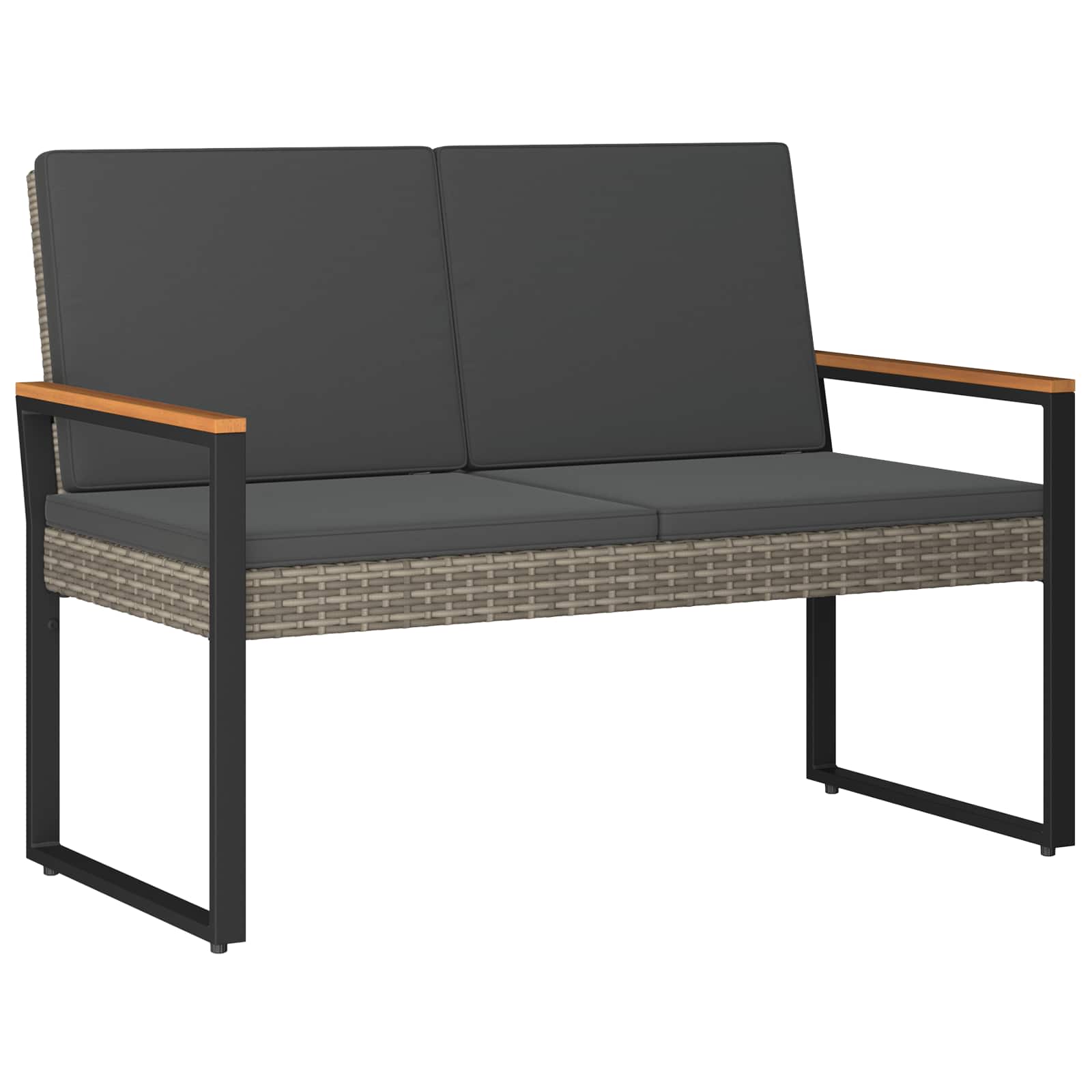 Kerti pad szürke és sötétszürke 107 x 61 x 80 cm polirattan