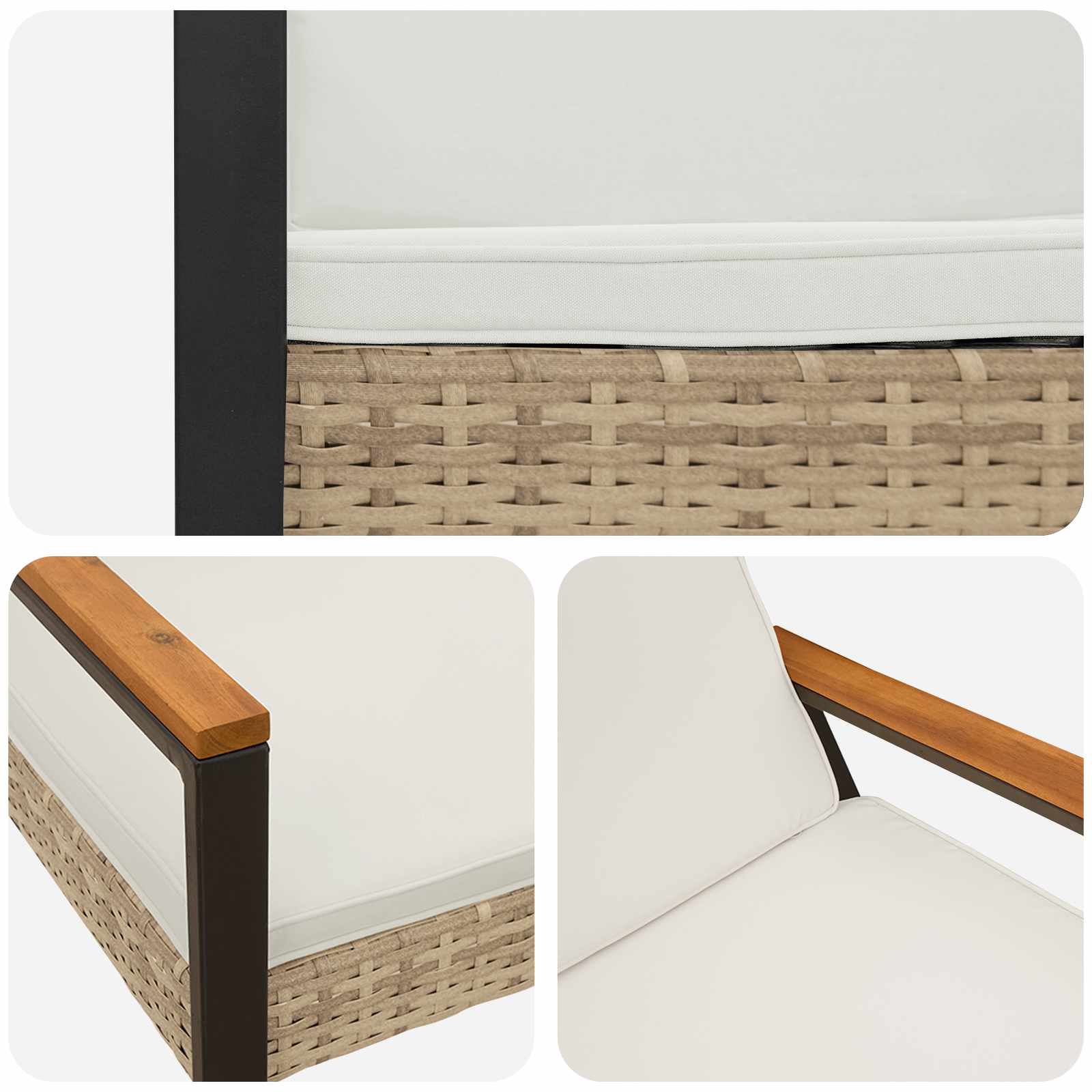 Kerti pad beige és krémszínű 107 x 61 x 80 cm polirattan