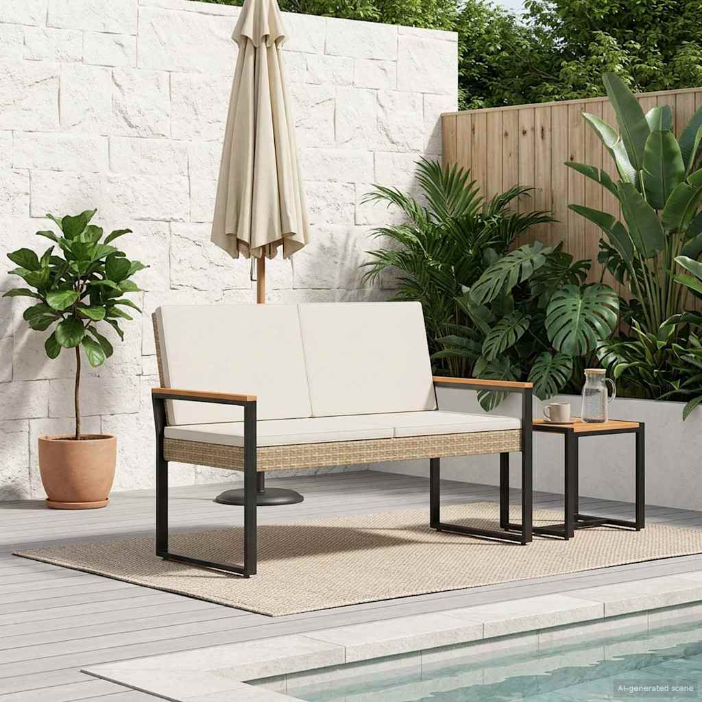Kerti pad beige és krémszínű 107 x 61 x 80 cm polirattan