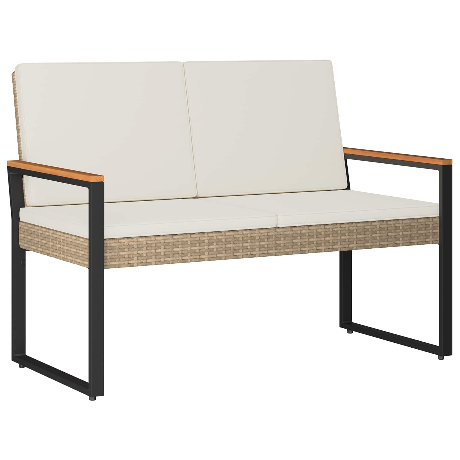 Kerti pad beige és krémszínű 107 x 61 x 80 cm polirattan