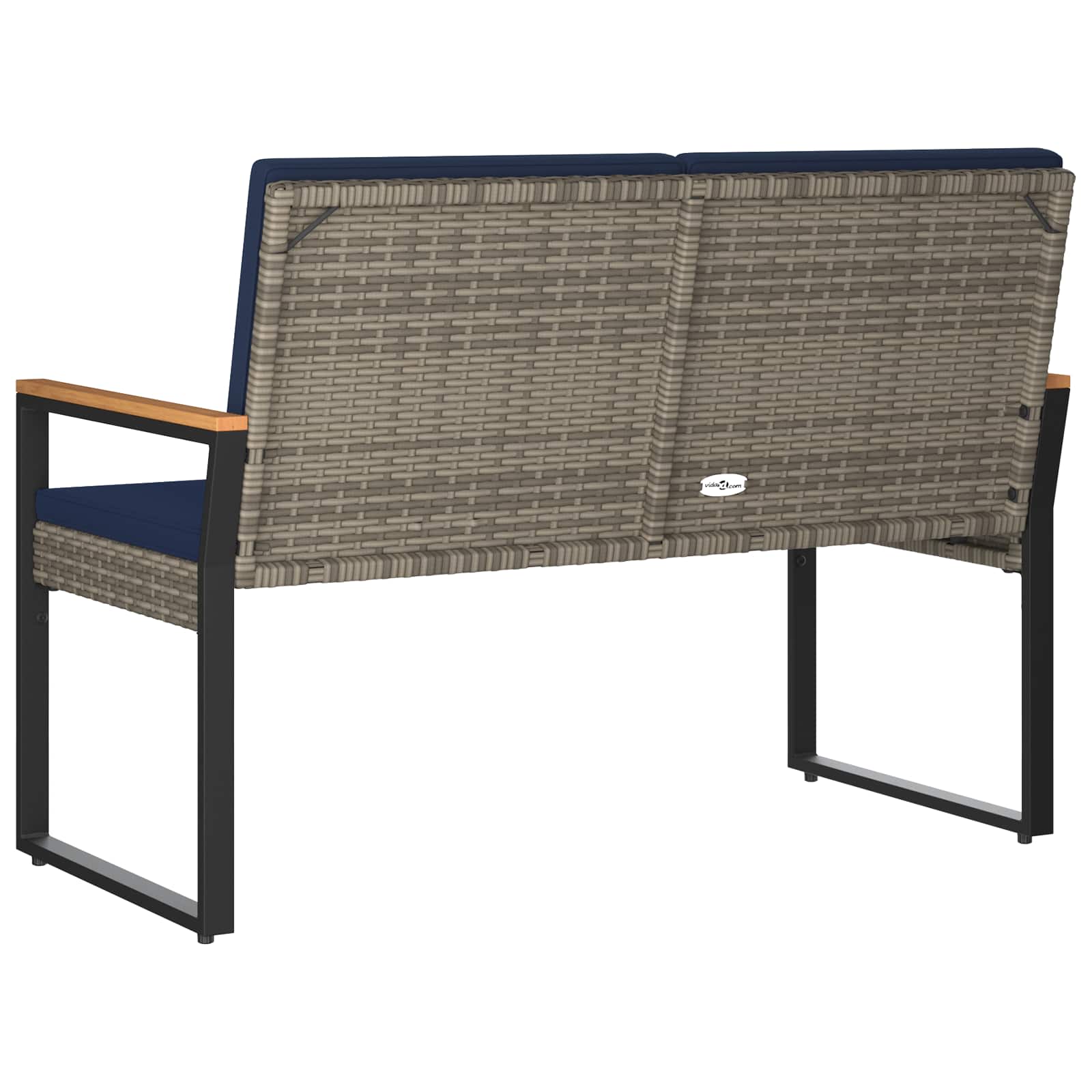 Kerti pad szürke és sötétkék 107 x 61 x 80 cm polirattan