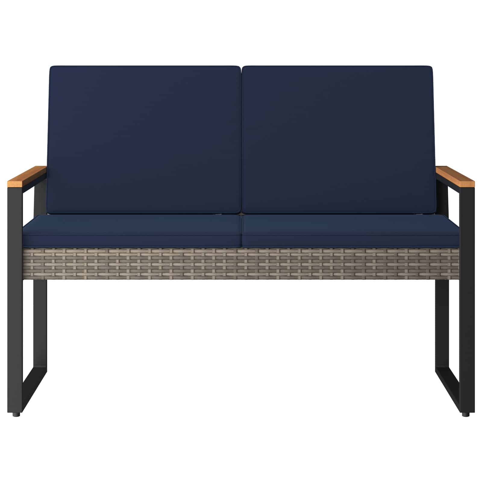 Kerti pad szürke és sötétkék 107 x 61 x 80 cm polirattan