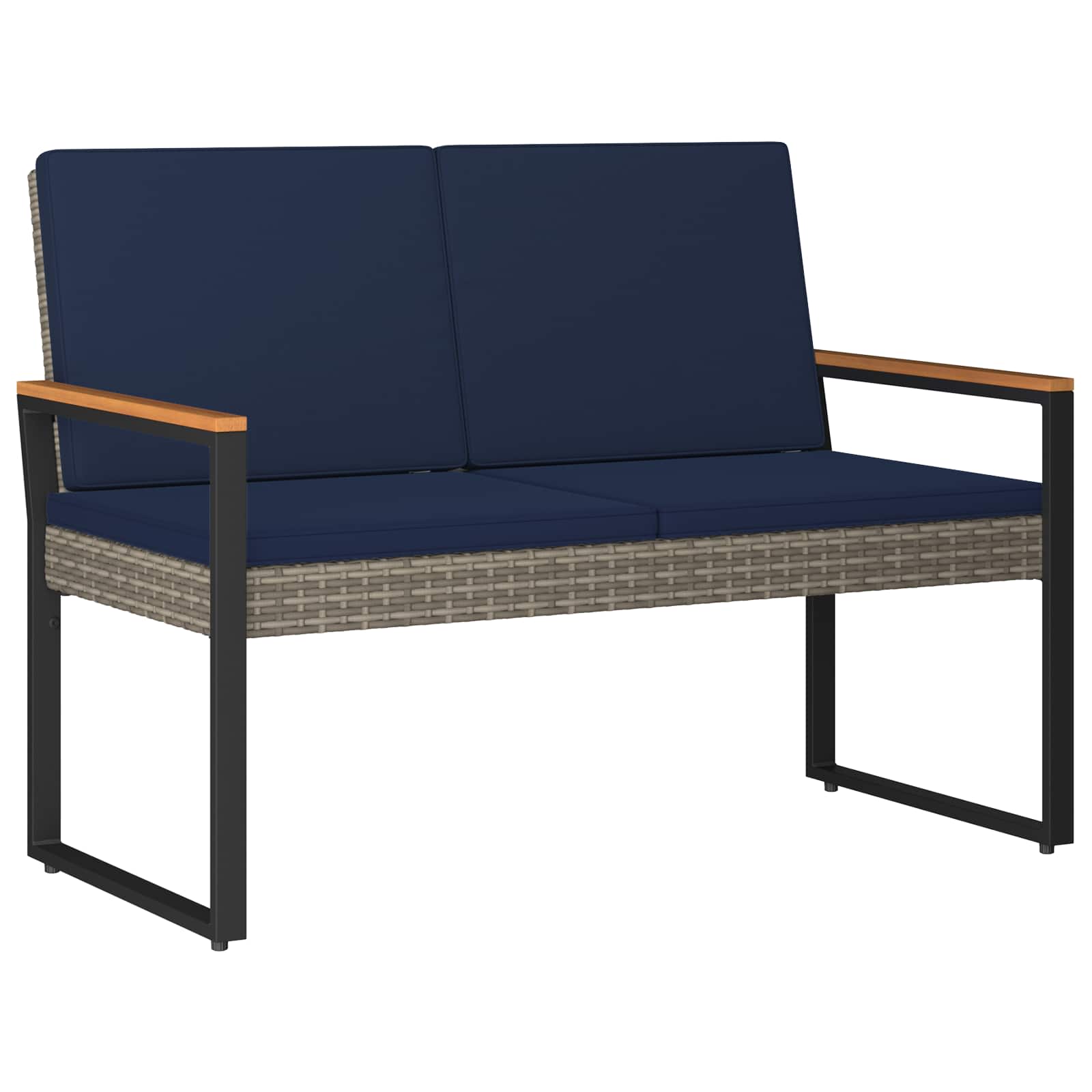 Kerti pad szürke és sötétkék 107 x 61 x 80 cm polirattan