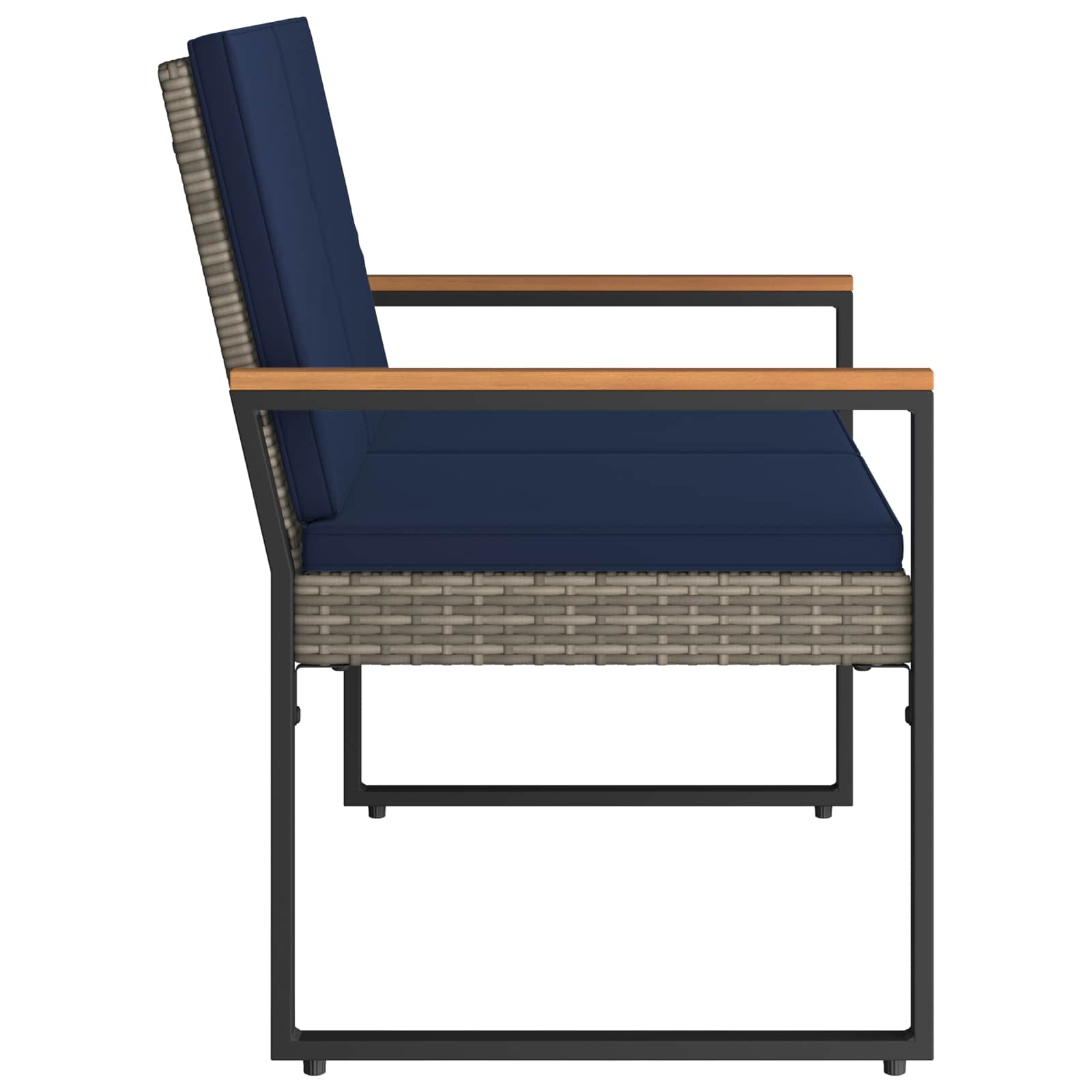 Kerti pad szürke és sötétkék 107 x 61 x 80 cm polirattan